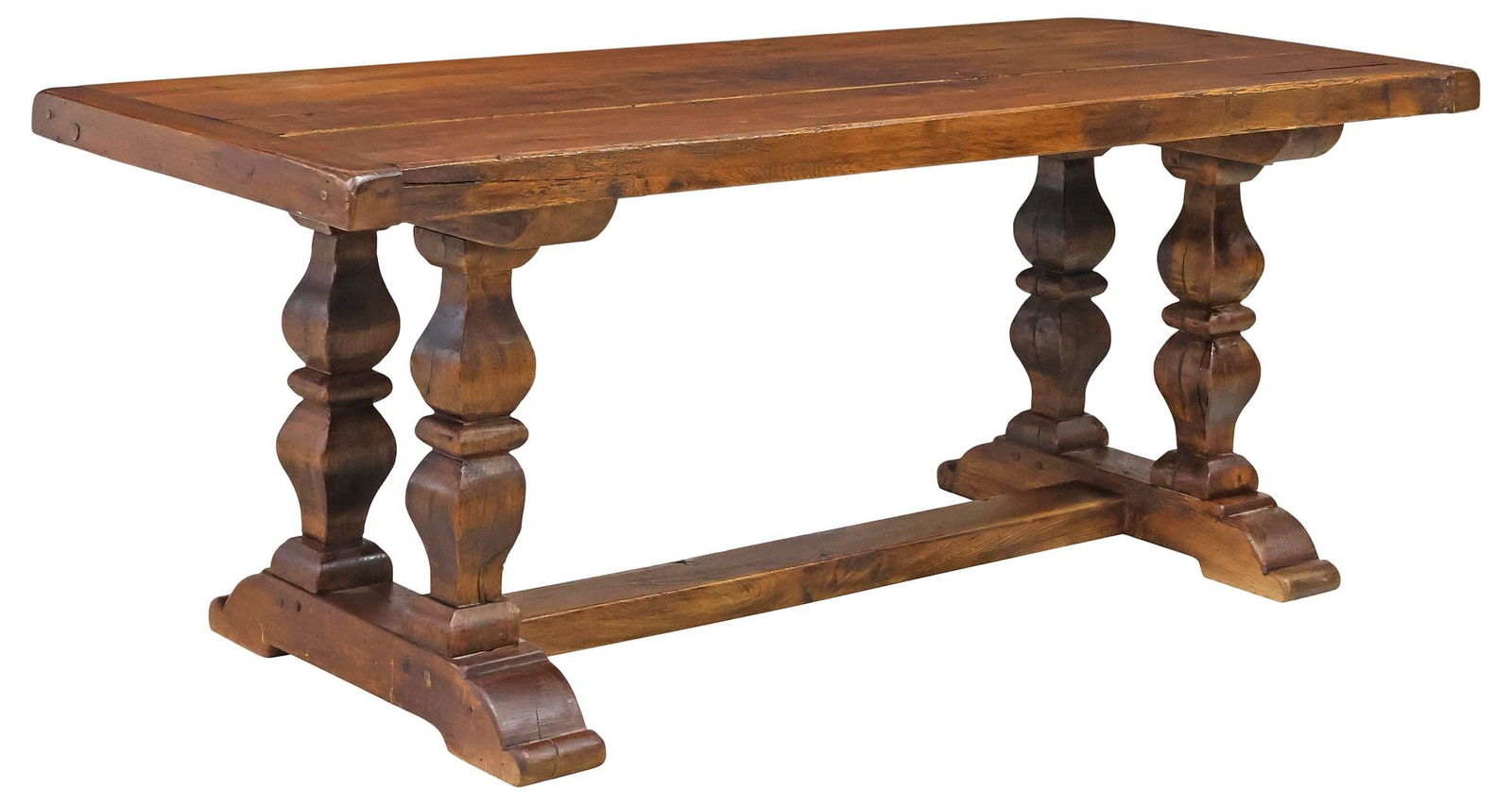 FRENCH PROVINCIAL OAK FARMHOUSE TABLE, 79"L (1 of 4)