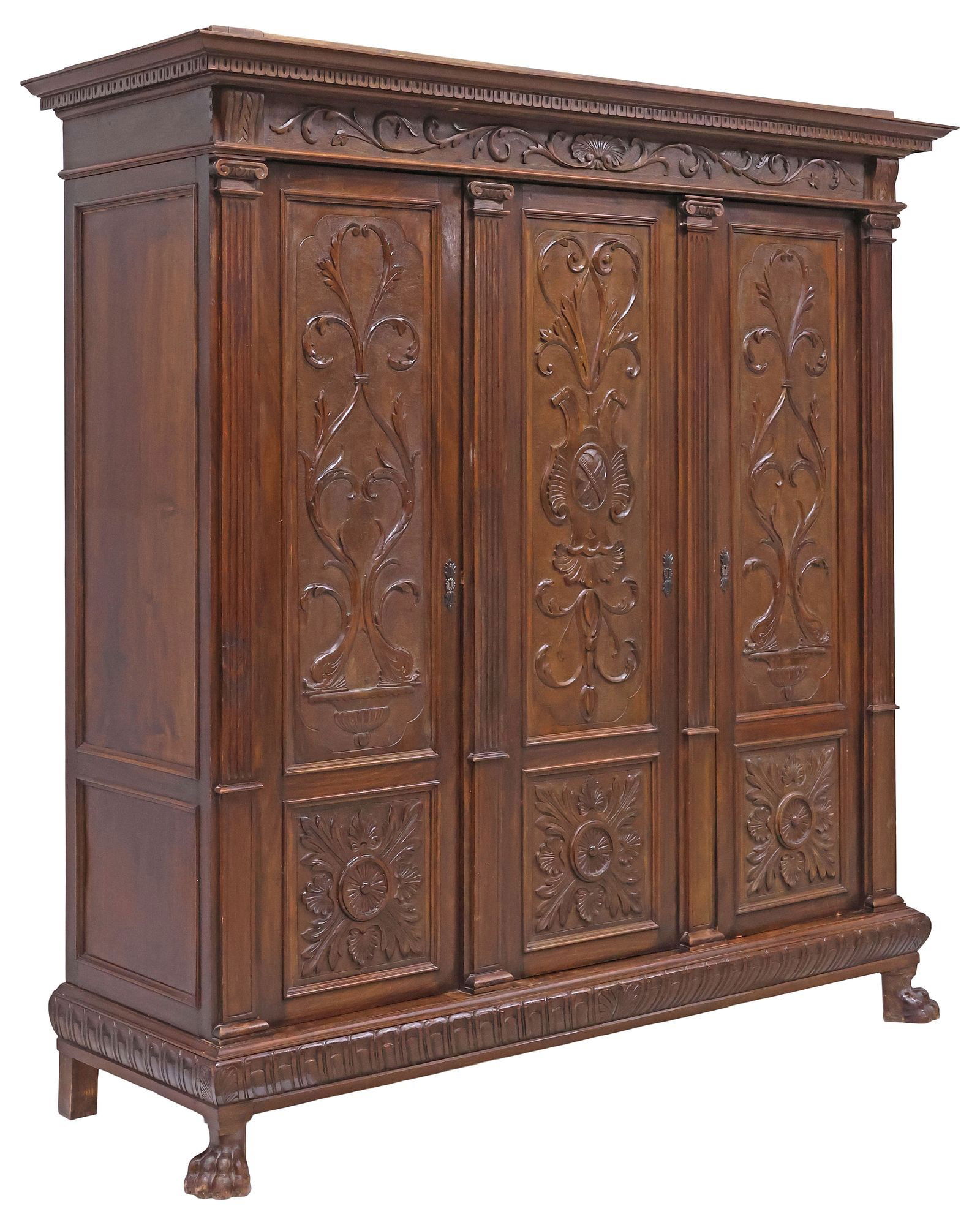 ITALIAN RENAISSANCE REVIVAL CARVED WALNUT ARMOIRE (1 of 4)