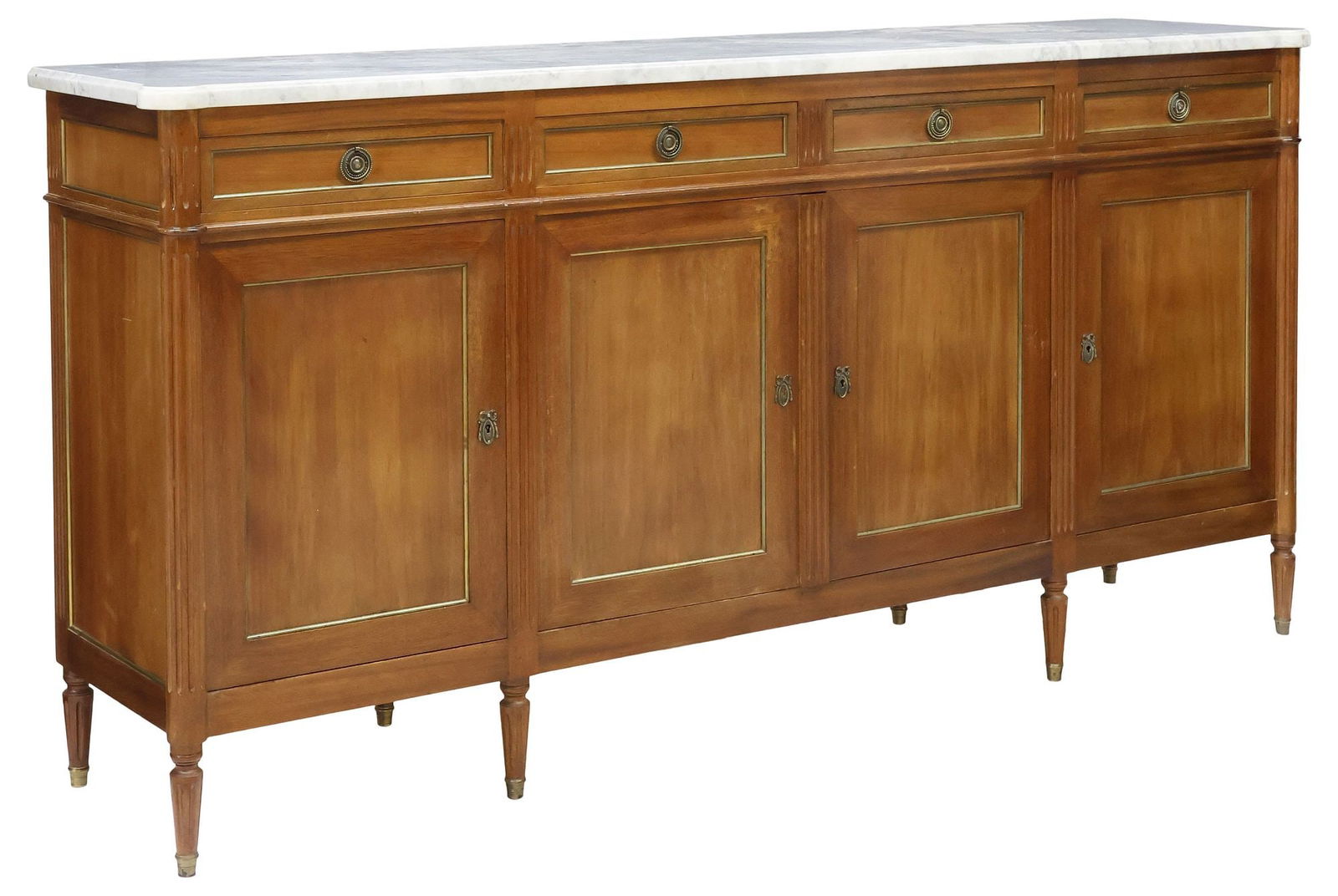 FRENCH LOUIS XVI STYLE MARBLE-TOP MAHOGANY SIDEBOARD (1 of 6)