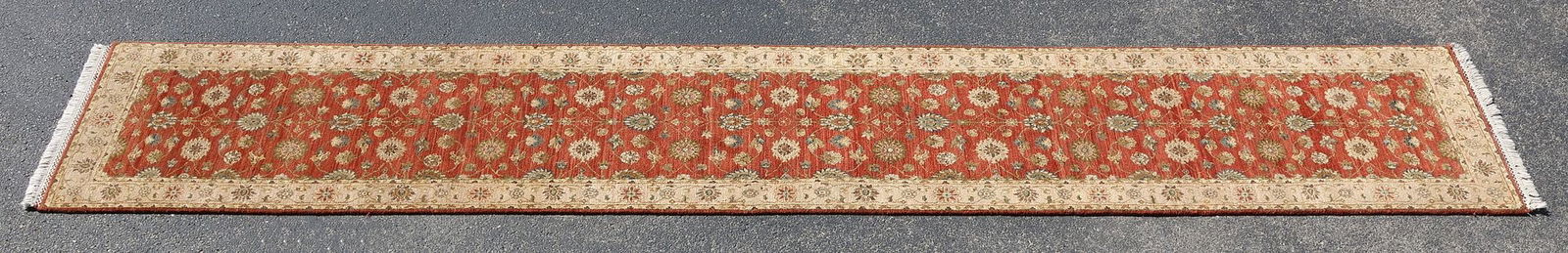 ESTATE HAND-TIED JAIPUR RUNNER, INDIA, 14'2" X 2'6" (1 of 3)