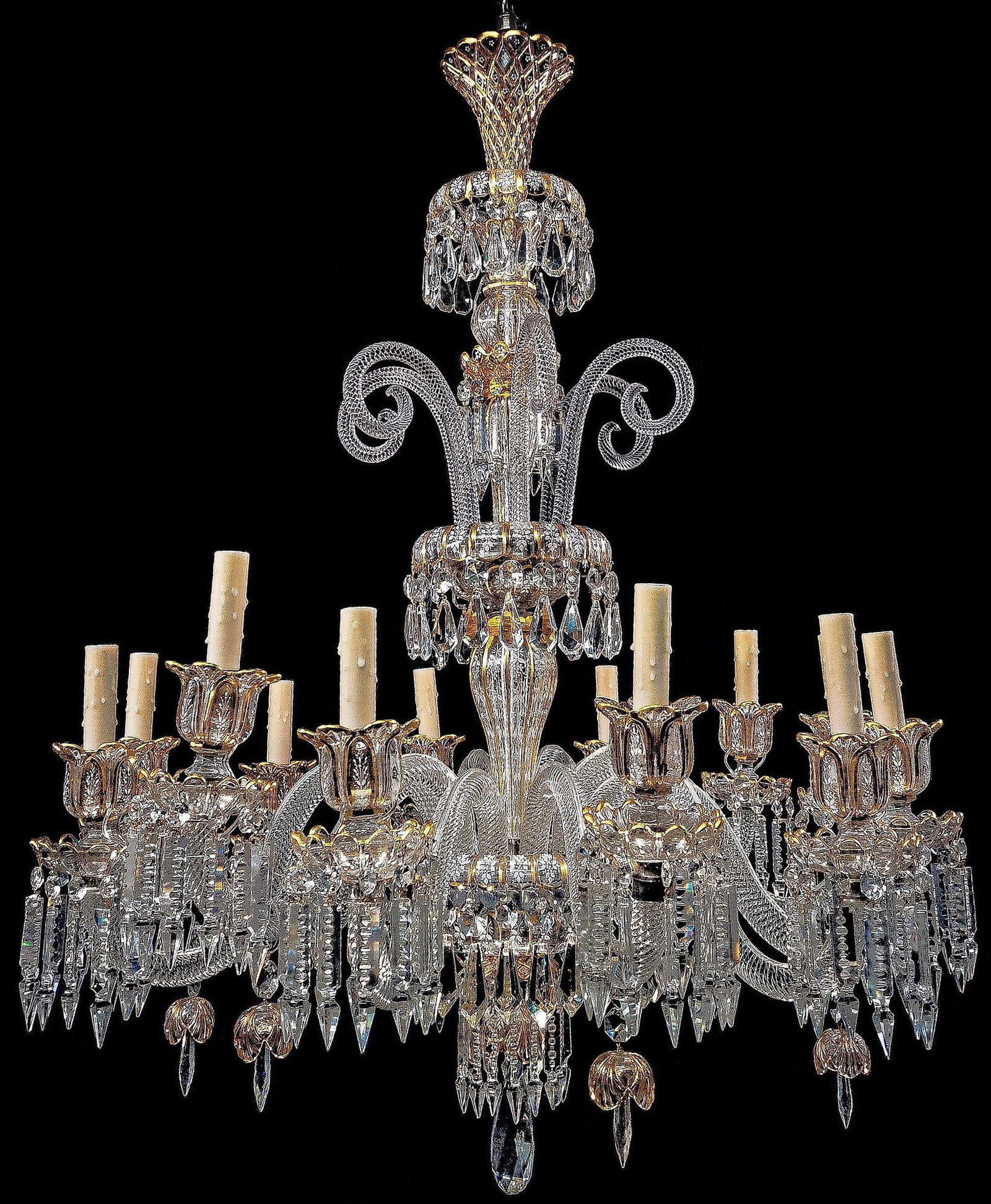 FINE FRENCH BACCARAT (ATTRIB.) CRYSTAL 12-LIGHT CHANDELIER (1 of 13)