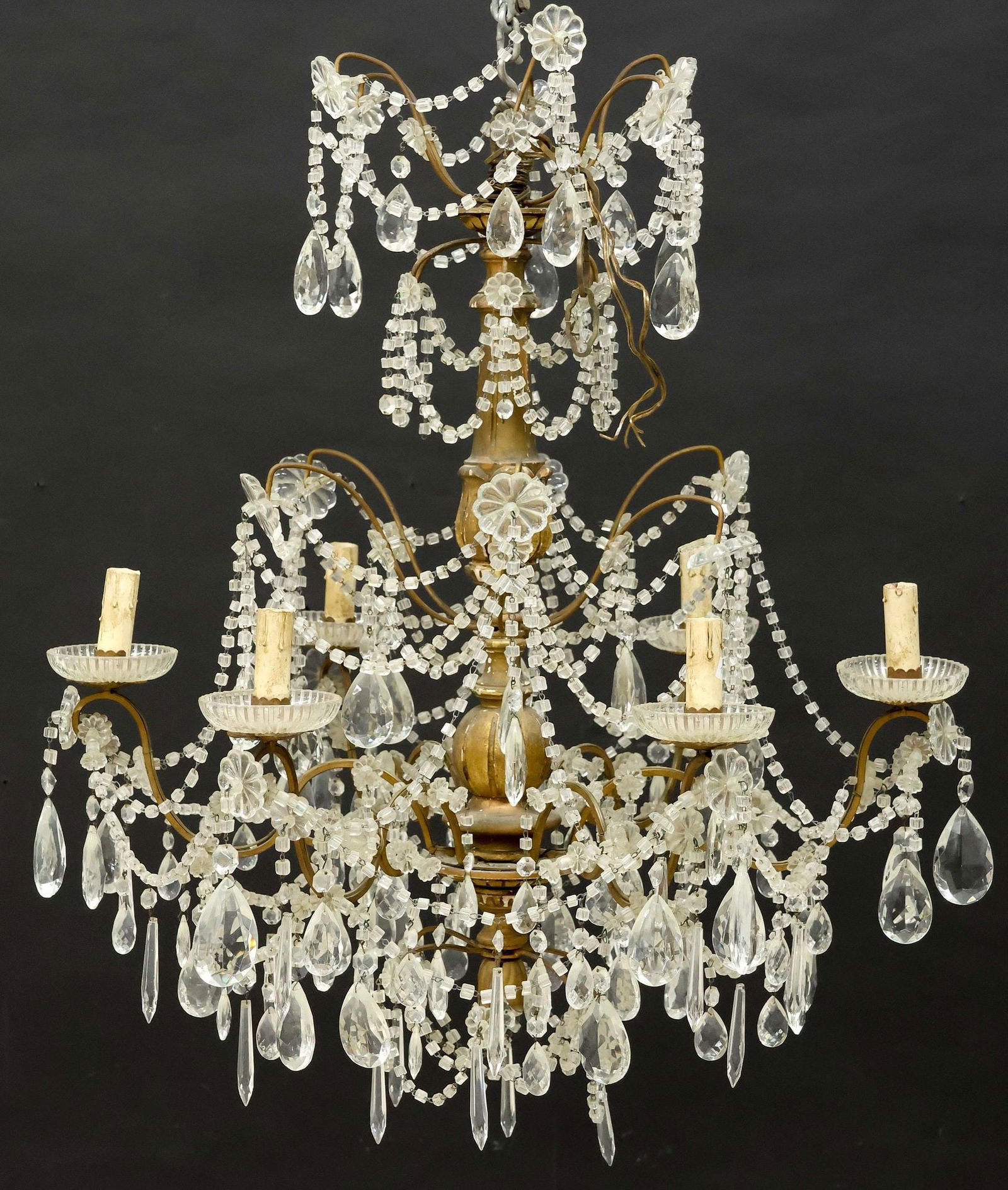 ITALIAN CRYSTAL & GILT-PAINTED WOOD 7-LIGHT CHANDELIER (1 of 4)