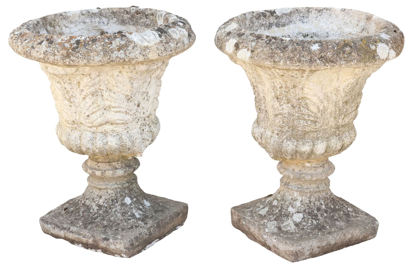 (2) CAST STONE URN-FORM GARDEN PLANTERS (1 of 4)