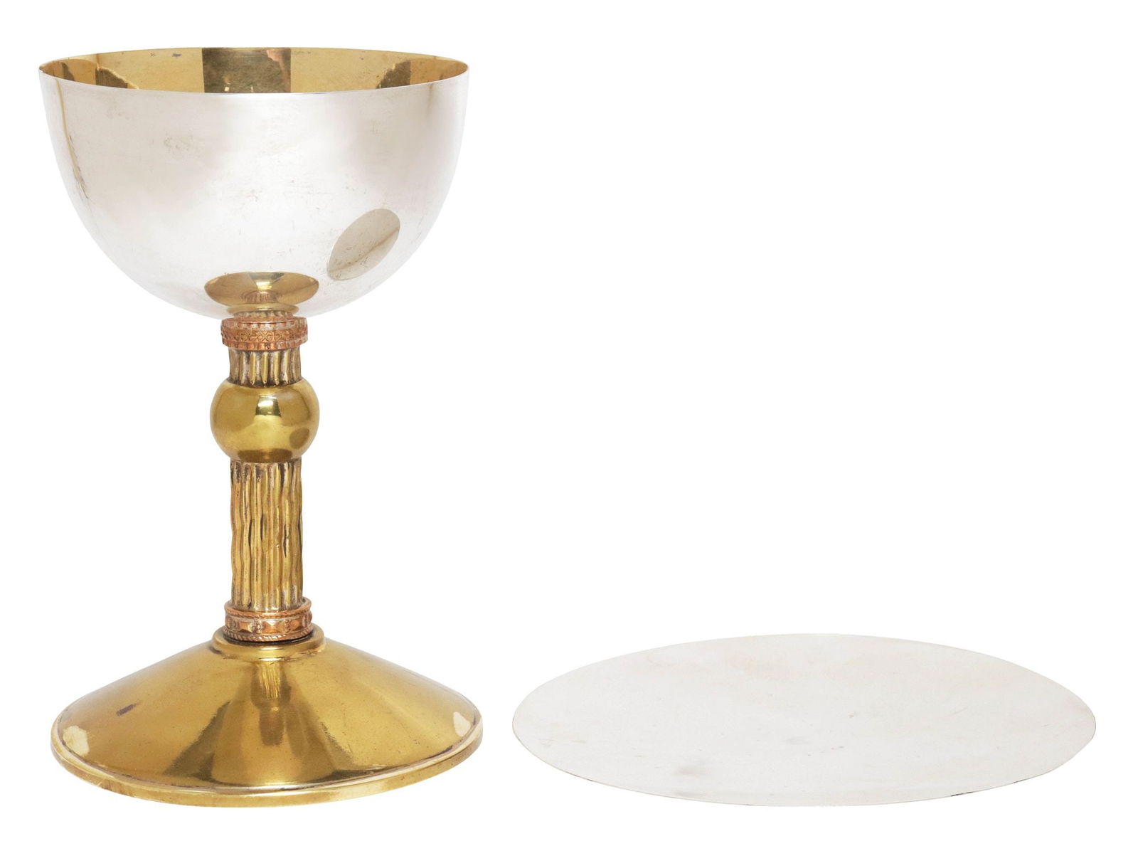 (2) LITURGICAL GILT SILVER JOSEPH PIANA COMMUNION CHALICE & PATEN (1 of 7)