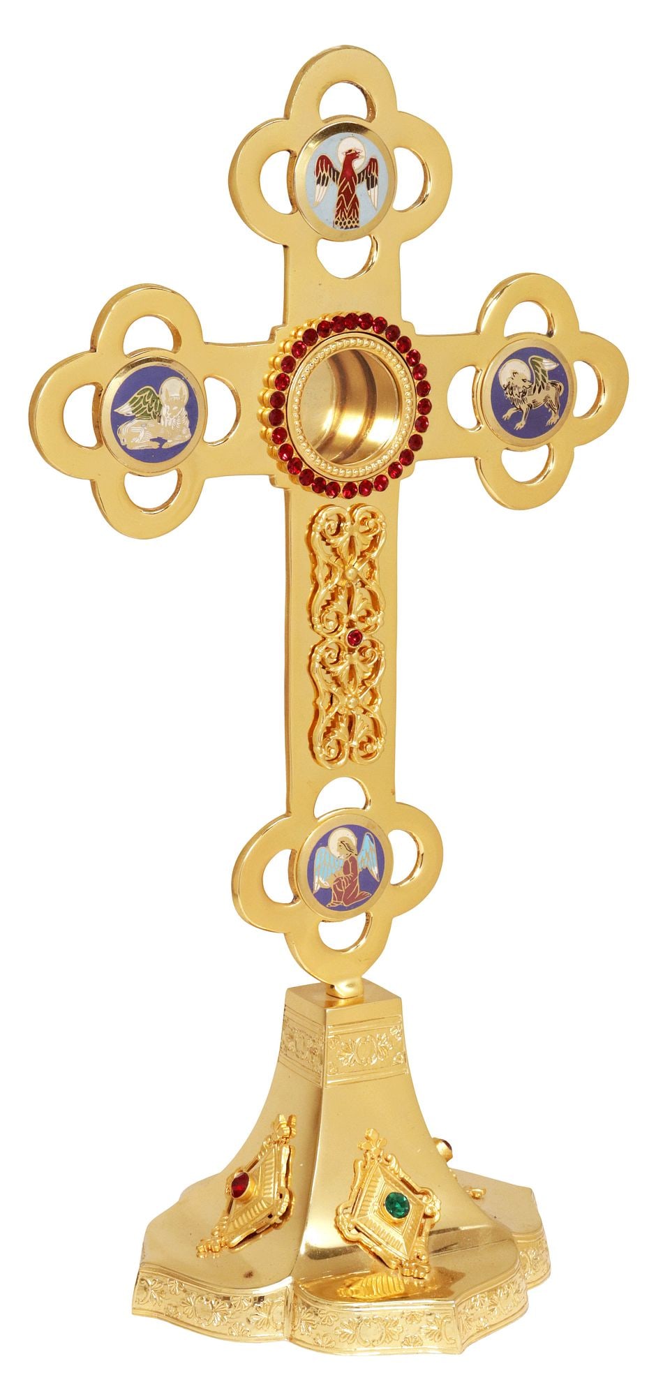 LARGE JEWELED & ENAMELED GILT-METAL 4 EVANGELISTS ALTAR RELIQUARY (1 of 5)