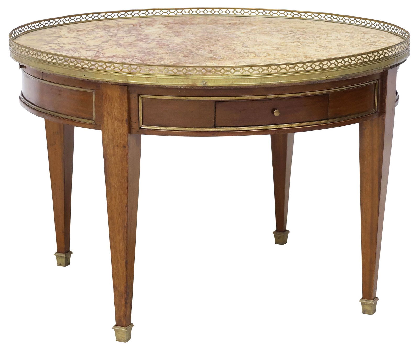FRENCH LOUIS XVI STYLE MARBLE-TOP MAHOGANY BOUILLOTTE TABLE (1 of 5)