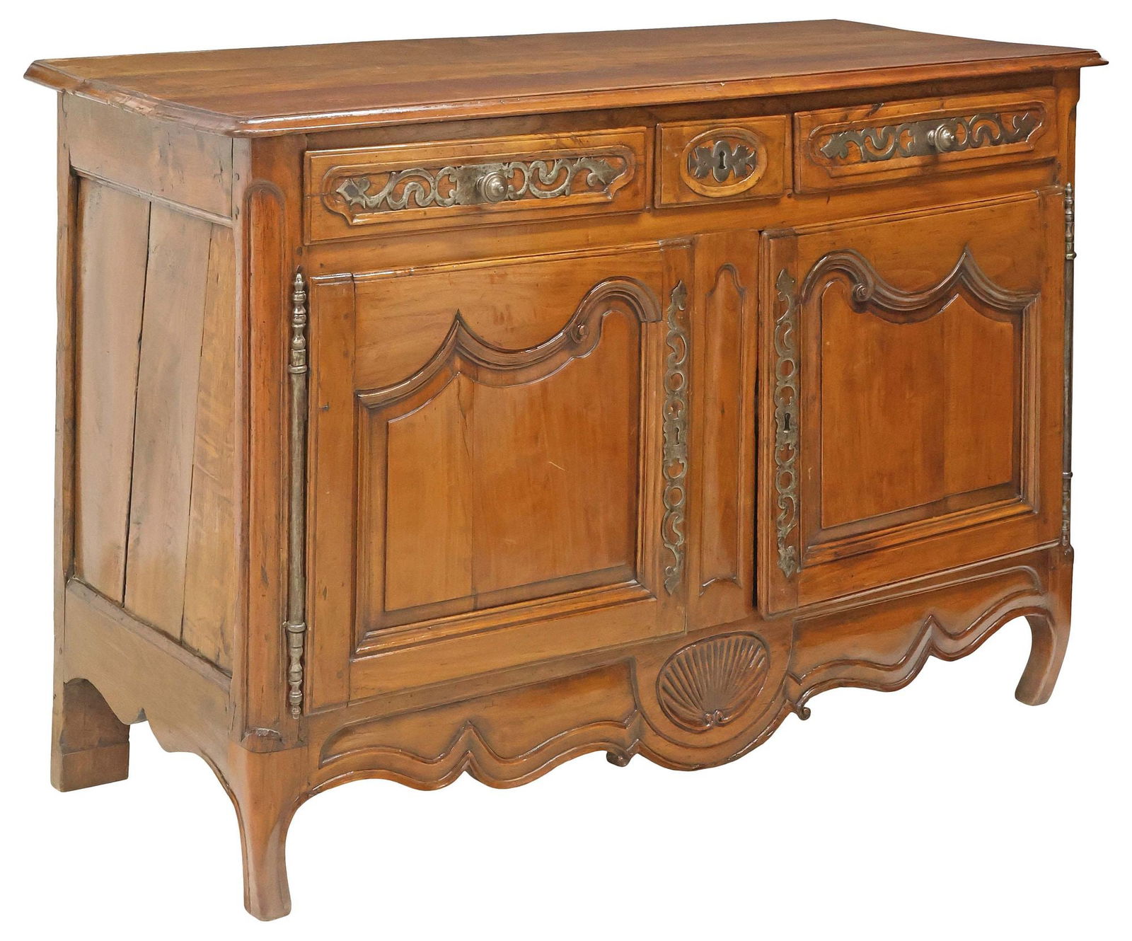 FRENCH PROVINCIAL LOUIS XV STYLE CARVED WALNUT SIDEBOARD, 18TH/ 19TH C. (1 of 6)