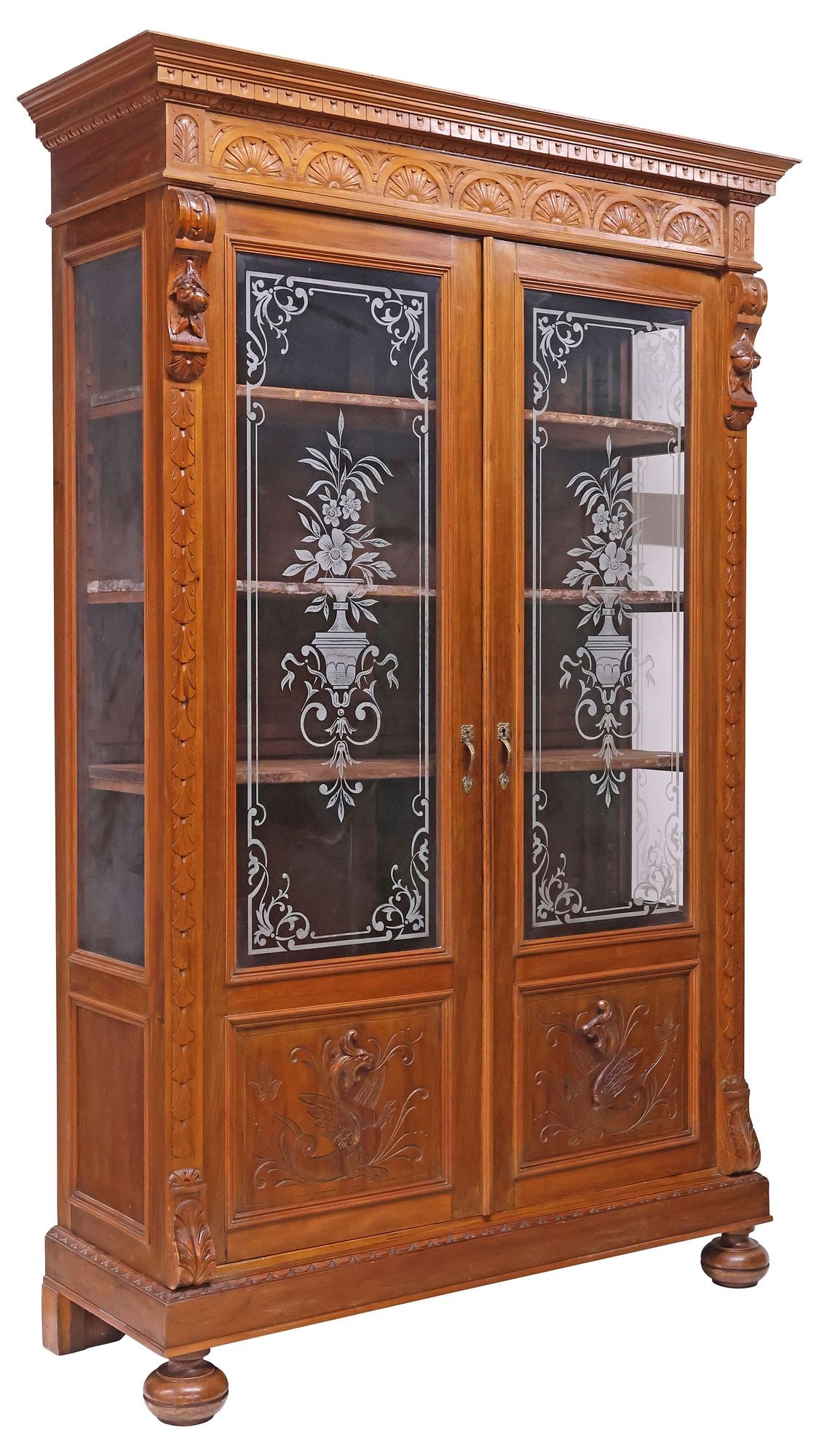 ITALIAN RENAISSANCE REVIVAL CARVED WALNUT DISPLAY BOOKCASE (1 of 5)