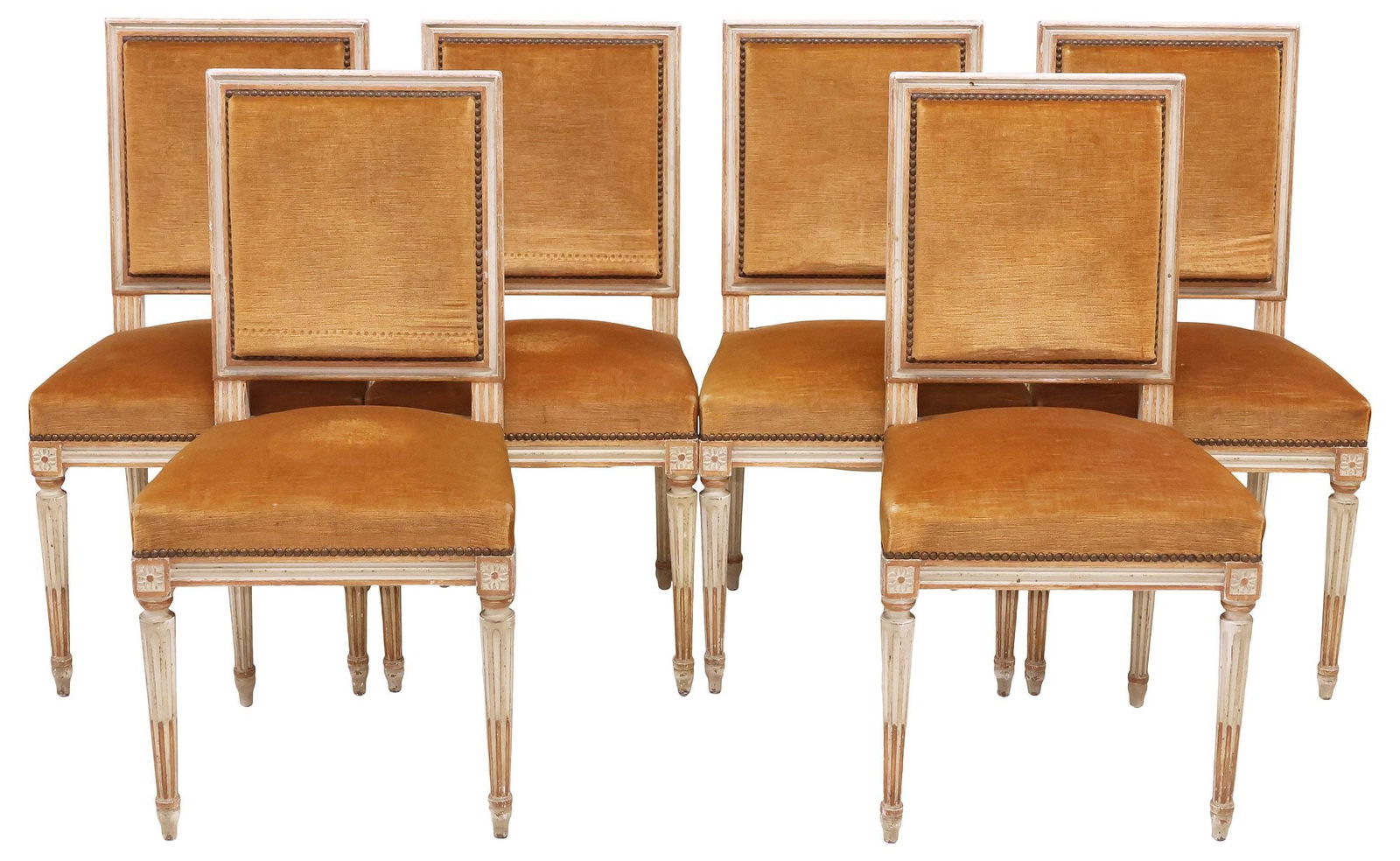 (6) FRENCH LOUIS XVI STYLE PAINTED & UPHOLSTERED DINING CHAIRS (1 of 3)