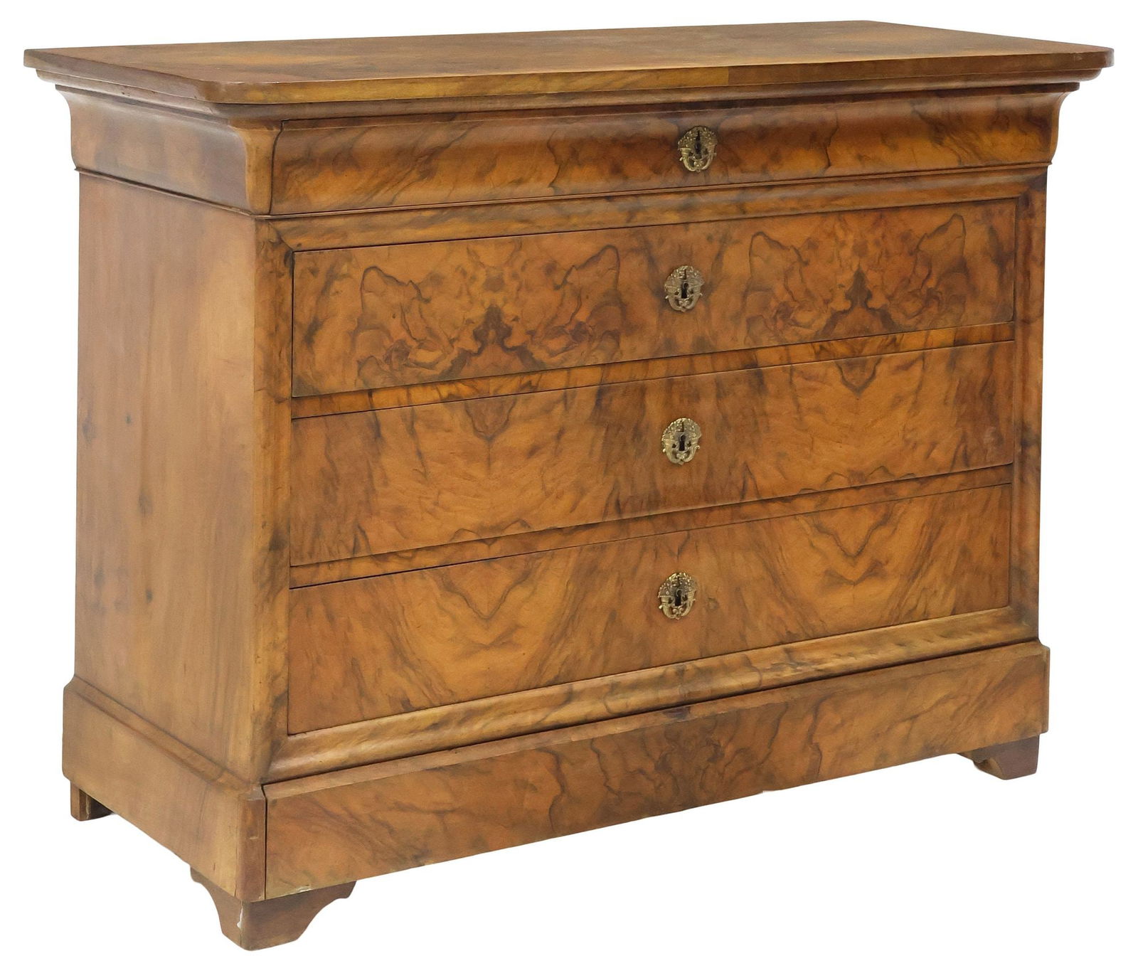 FRENCH LOUIS PHILIPPE PERIOD FIGURED WALNUT 5-DRAWER COMMODE (1 of 6)
