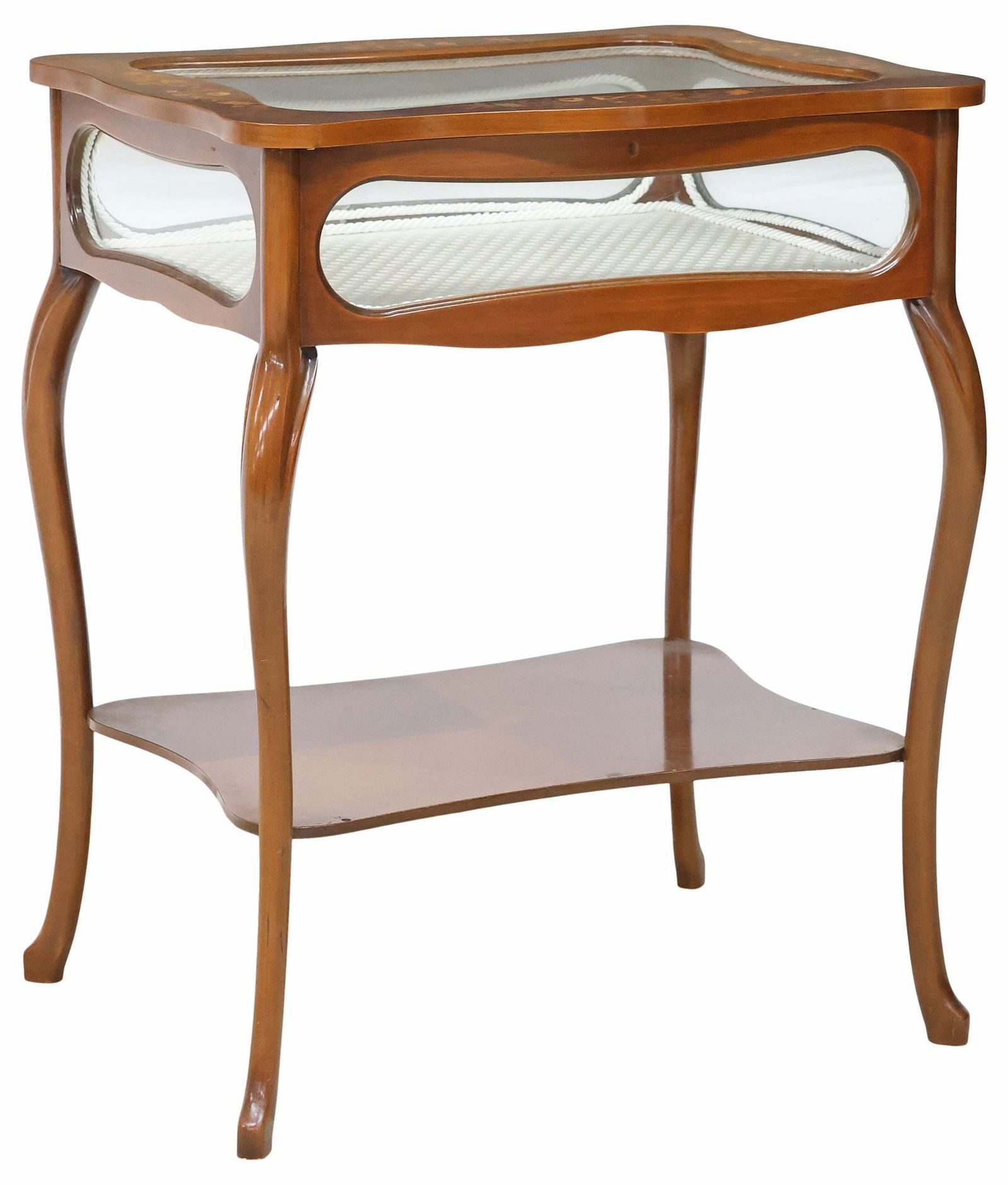 ITALIAN LOUIS XV STYLE MARQUETRY & MAHOGANY BIJOUTERIE OR VITRINE TABLE (1 of 5)