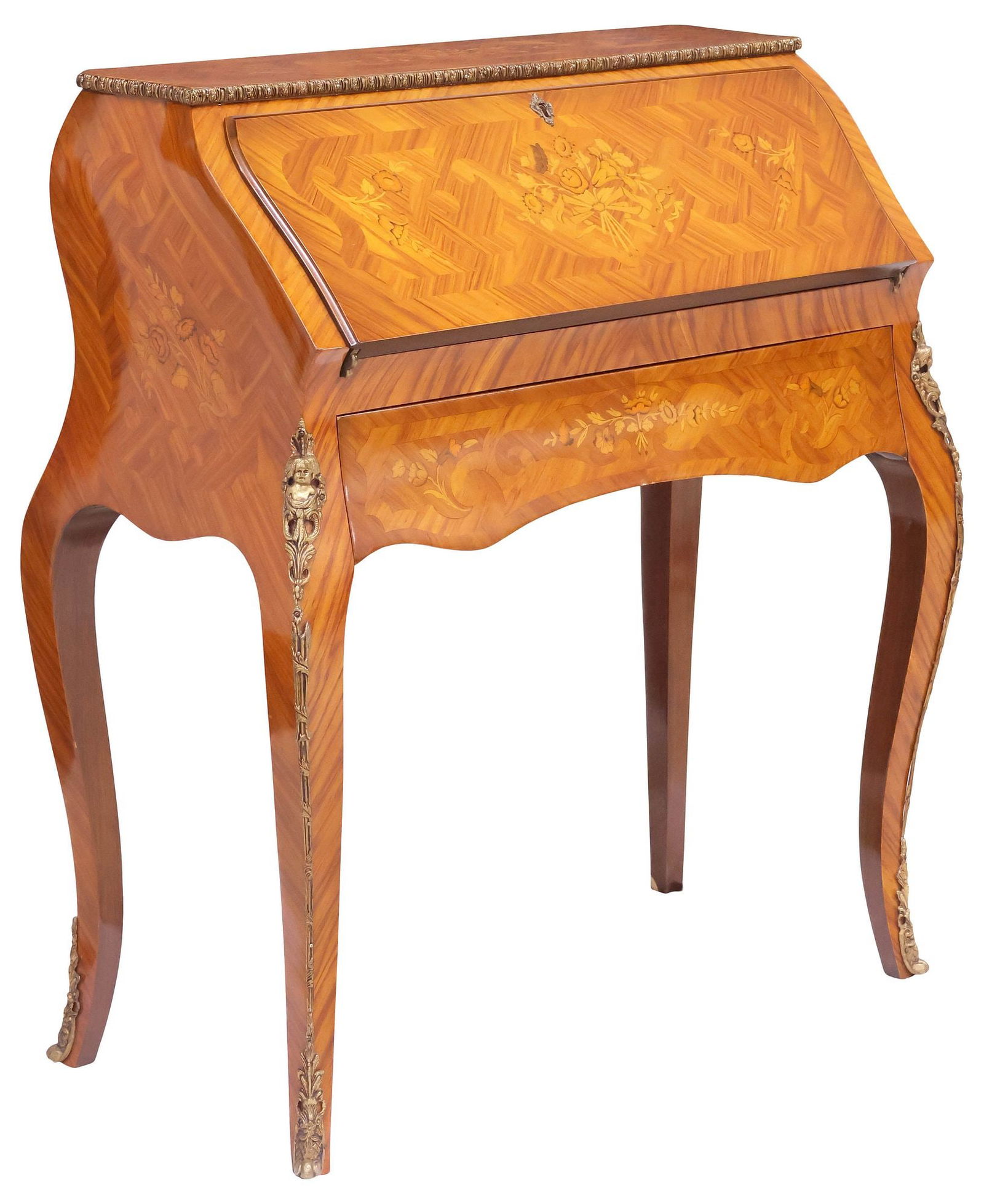 LOUIS XV STYLE MARQUETRY INLAID SLANT-FRONT SECRETARY (1 of 6)