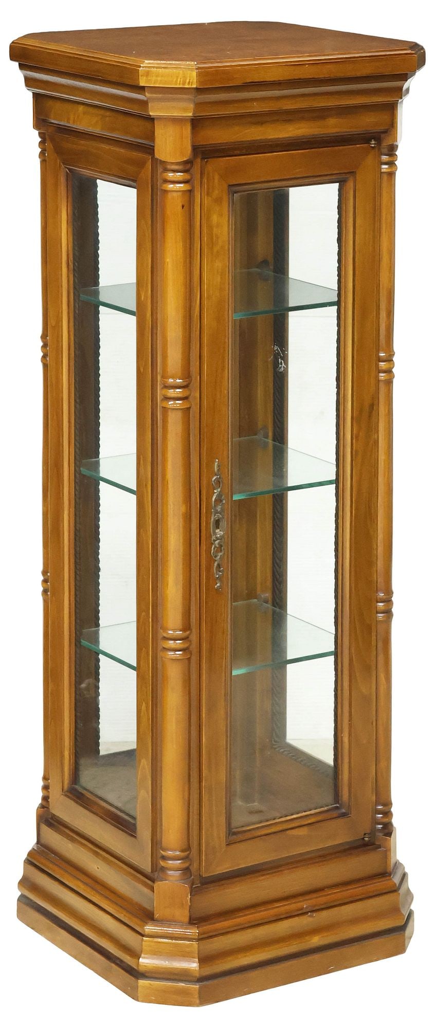GLAZED BURLWOOD VITRINE CABINET / DISPLAY PEDESTAL (1 of 5)