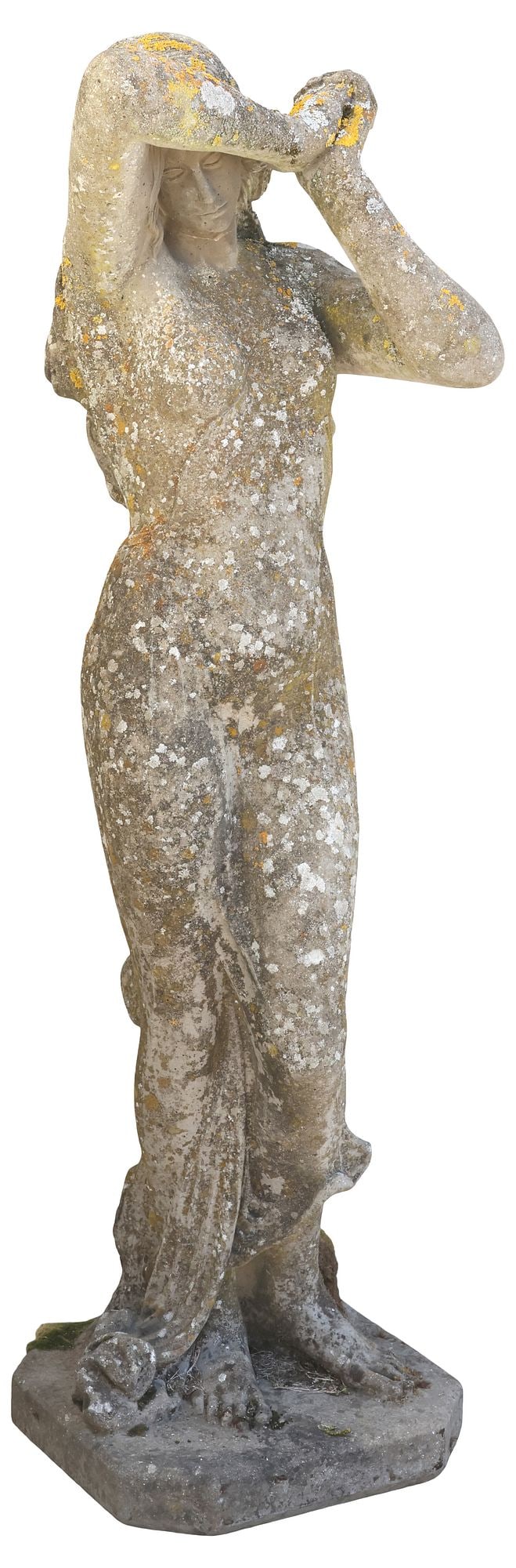 CAST STONE FIGURAL GARDEN STATUARY WOMAN IN DESPAIR (1 of 4)