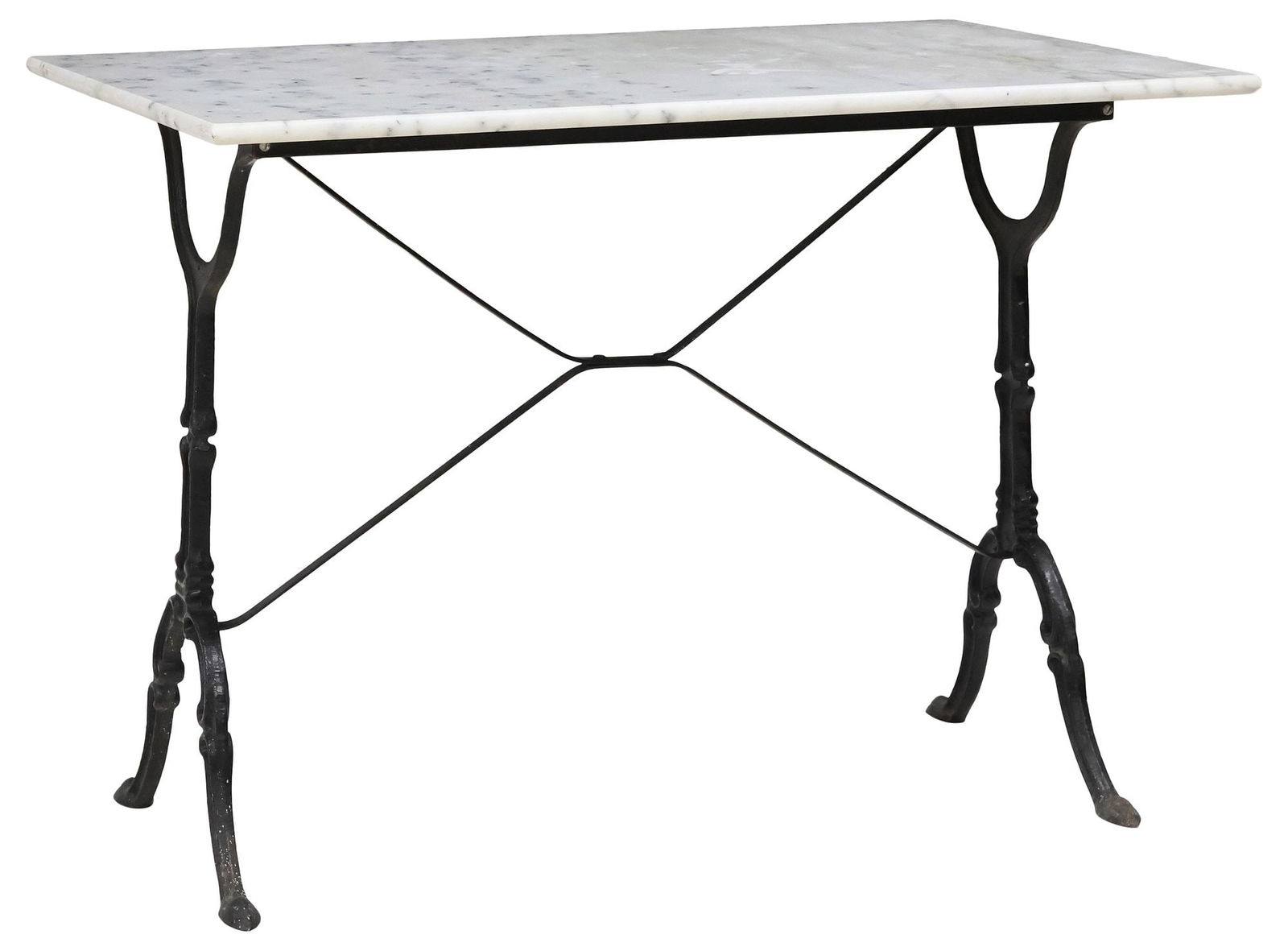 FRENCH MARBLE-TOP PAINTED CAST IRON BISTRO TABLE (1 of 4)
