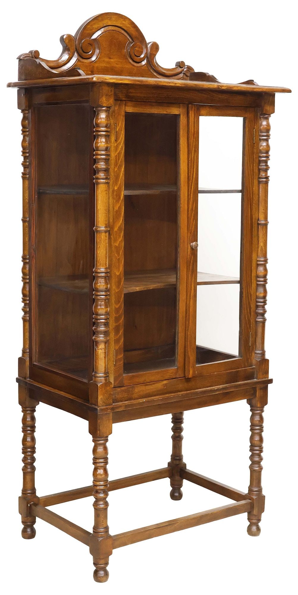 FRENCH TURNED WOOD GLAZED DISPLAY CABINET / VITRINE (1 of 5)