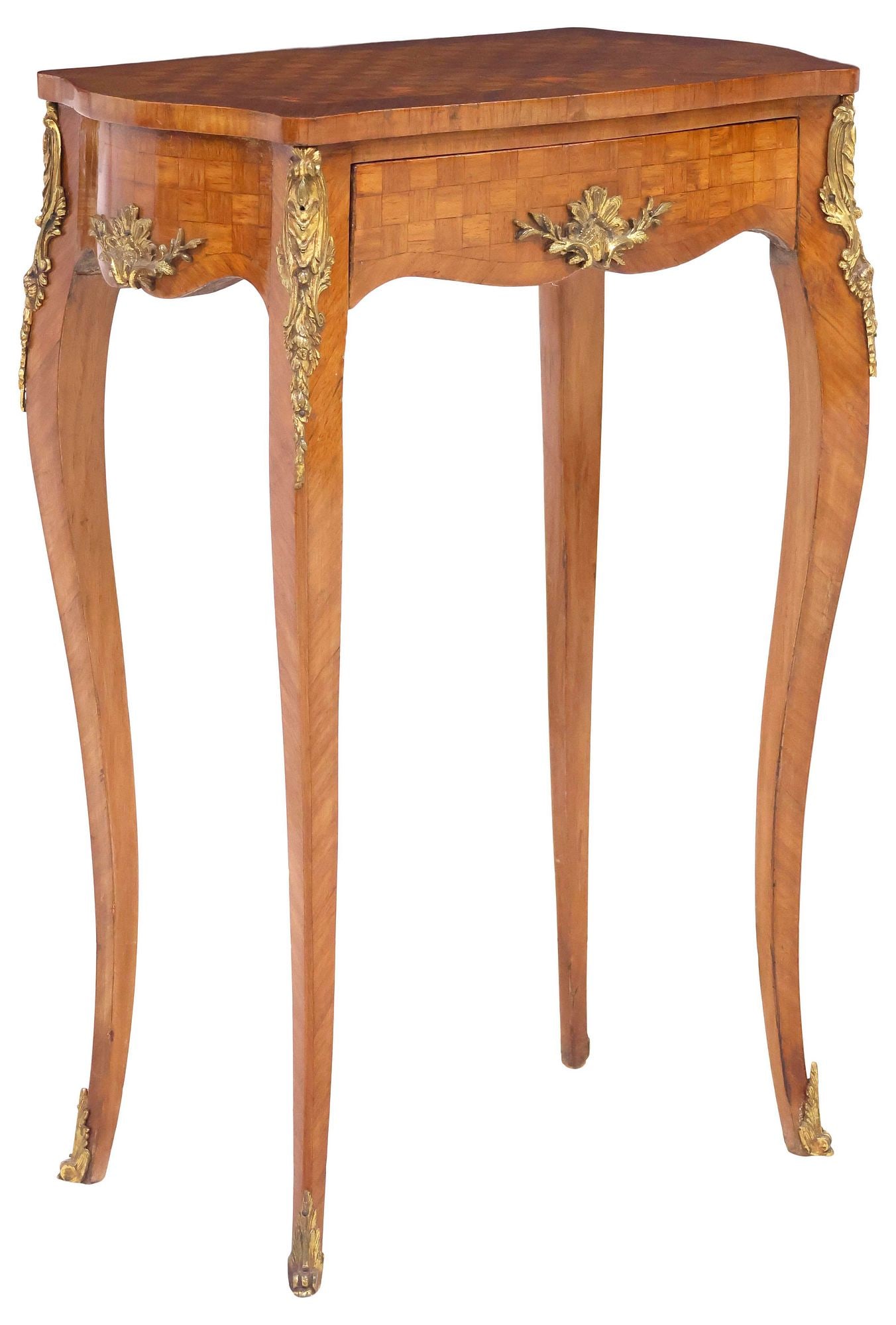 FRENCH TRANSITIONAL STYLE CHECKERBOARD PARQUETRY SIDE TABLE (1 of 5)