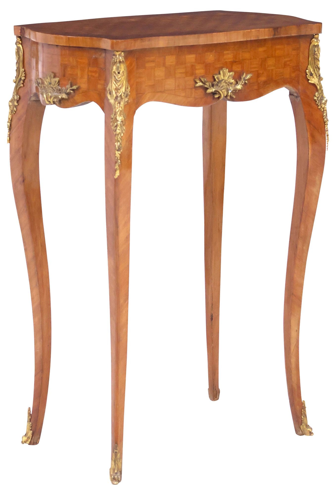 FRENCH TRANSITIONAL STYLE CHECKERBOARD PARQUETRY SIDE TABLE - 5