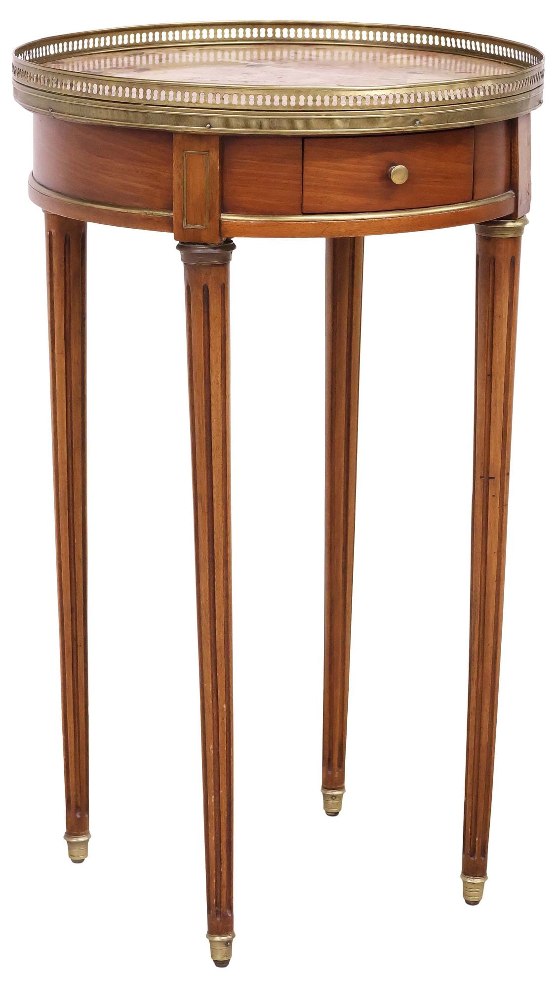 FRENCH LOUIS XVI STYLE MARBLE-TOP MAHOGANY SIDE TABLE / GUERIDON (1 of 6)