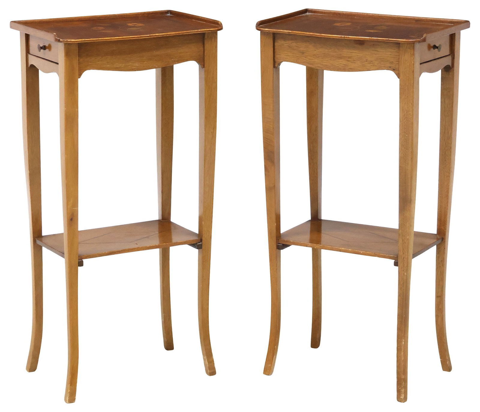 (2) FRENCH LOUIS XV STYLE INLAID MAHOGANY NIGHTSTANDS (1 of 5)