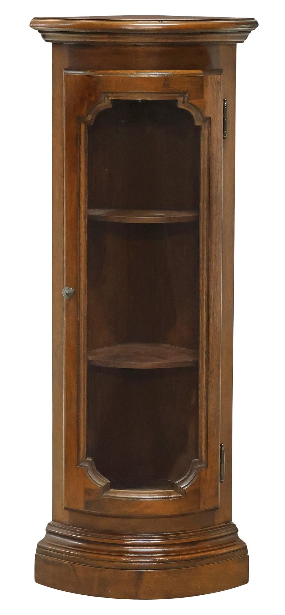 ITALIAN GLAZED WALNUT CORNER DISPLAY CABINET (1 of 4)