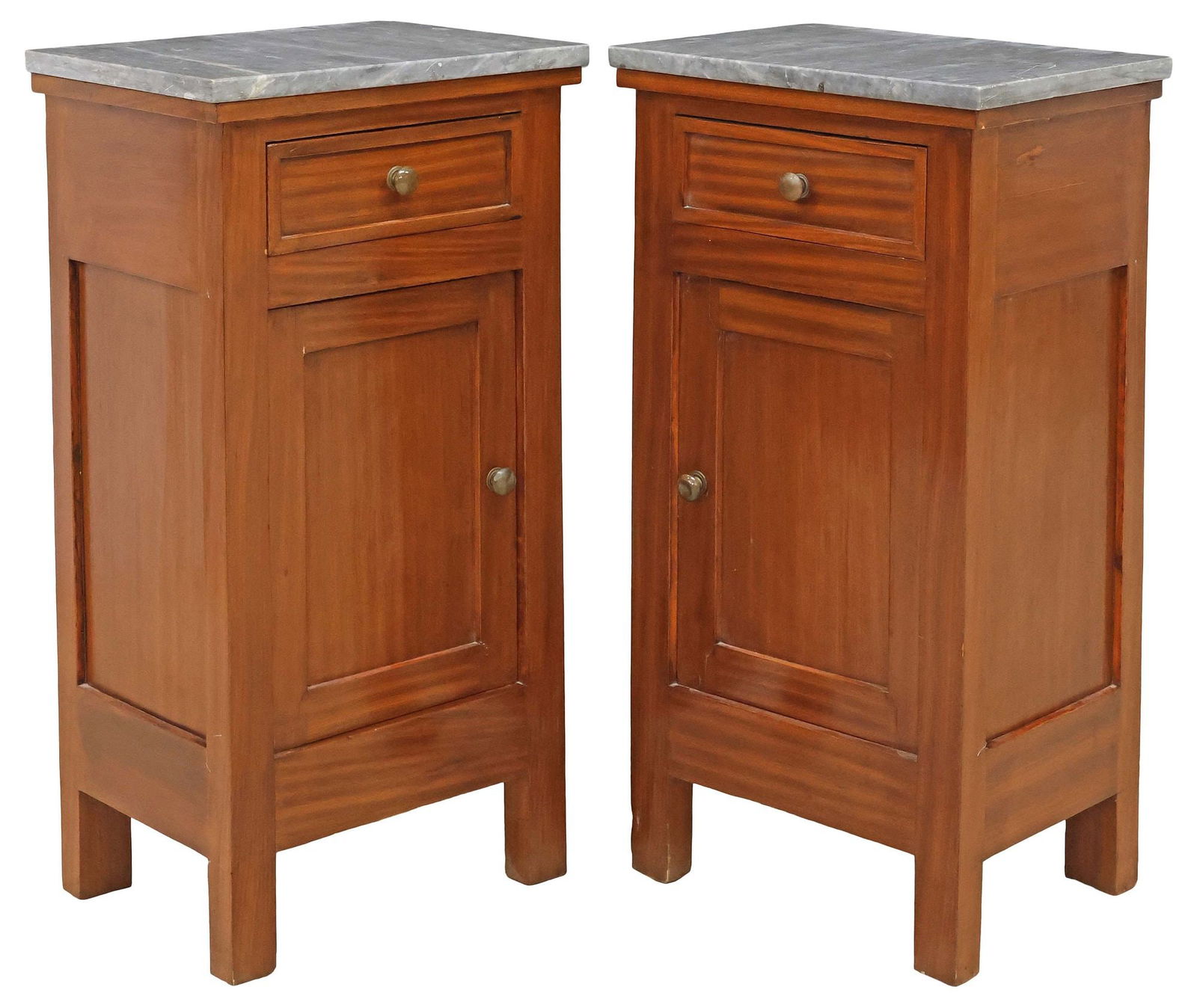 (2) ITALIAN MARBLE-TOP MAHOGANY BEDSIDE CABINETS (1 of 6)