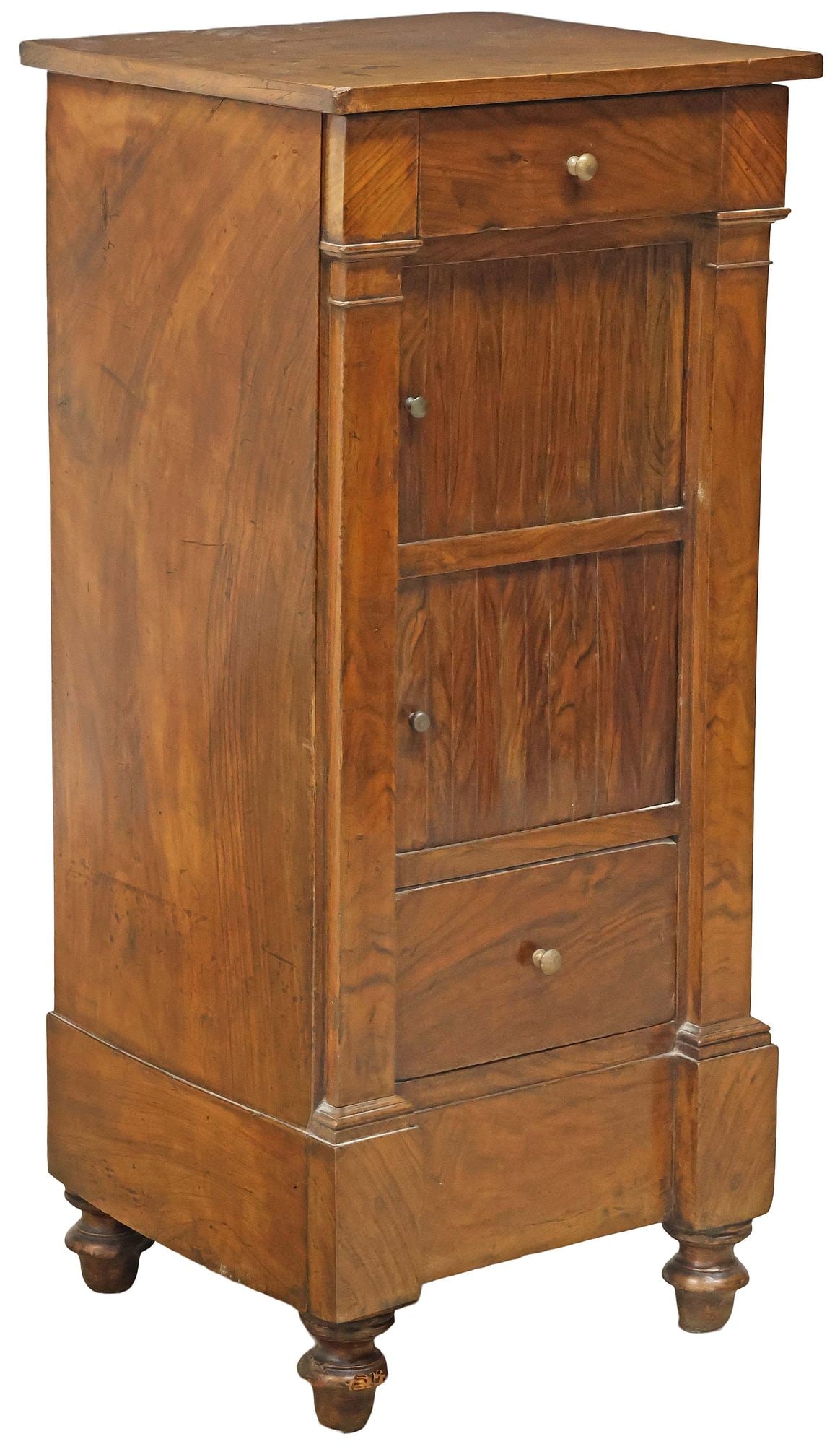 FRENCH LOUIS PHILIPPE TAMBOUR-DOOR BURLWOOD BEDSIDE CABINET (1 of 6)