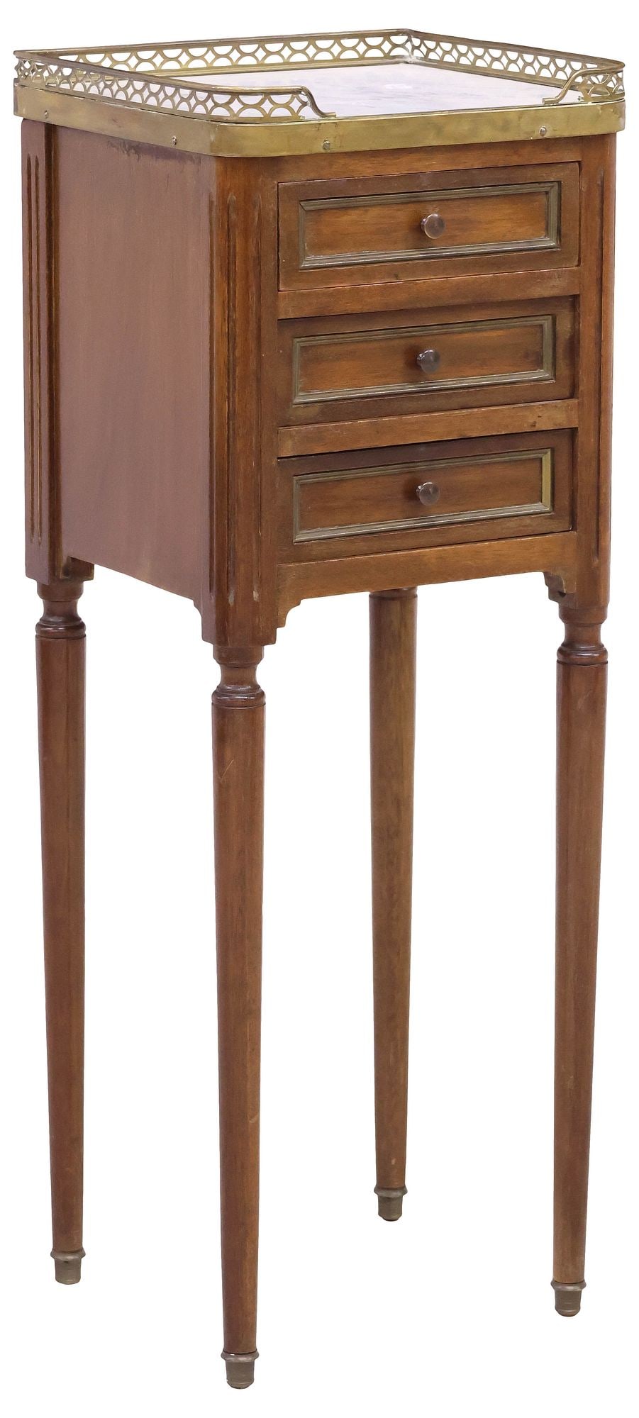 FRENCH LOUIS XVI STYLE MARBLE-TOP MAHOGANY NIGHTSTAND (1 of 5)
