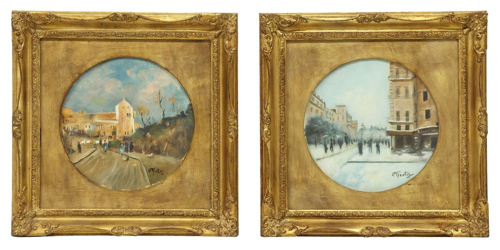 (2) SIGNED PIERTA OIL PAINTINGS, IMPRESSIONIST ITALIAN STREET SCENES (1 of 8)