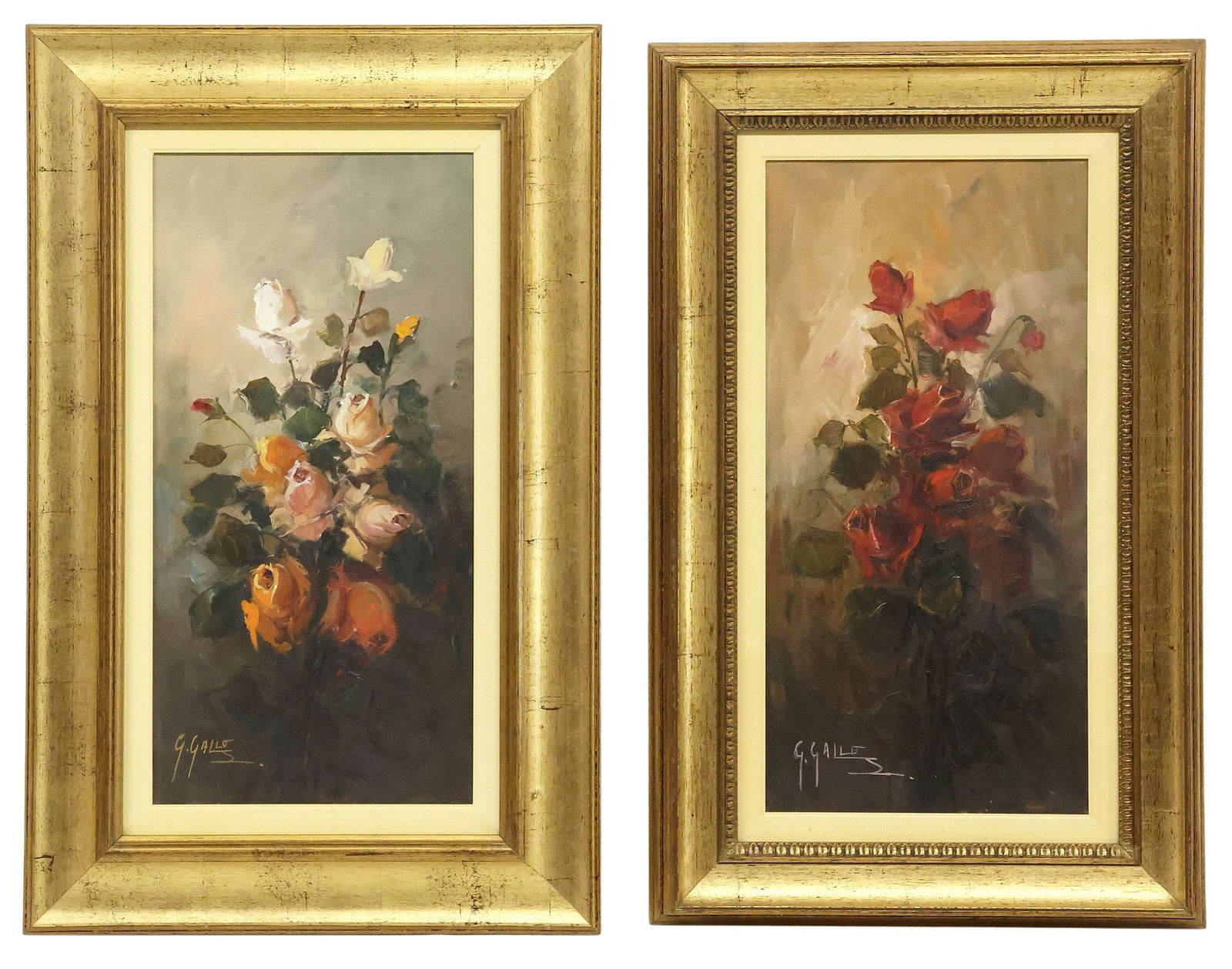 (2) SIGNED GALLO ITALIAN SCHOOL PAINTINGS, FLORAL STILL LIFE WITH ROSES (1 of 8)