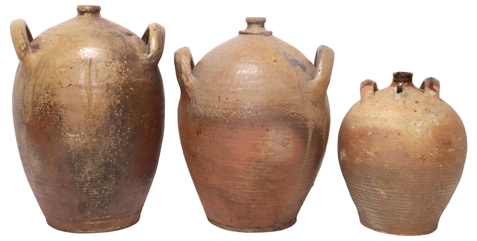 (3) FRENCH PROVINCIAL STONEWARE OIL JUGS (1 of 3)