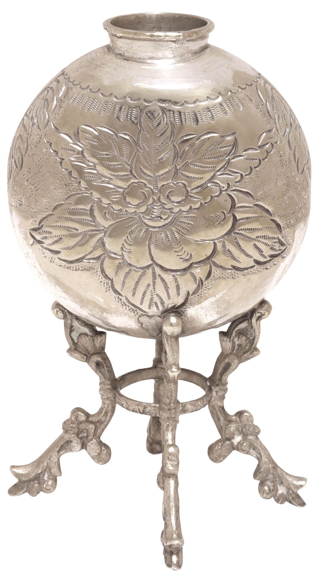 ARGENTINIAN .800 SILVER GOURD-FORM YERBA MATE CUP ON STAND (1 of 3)