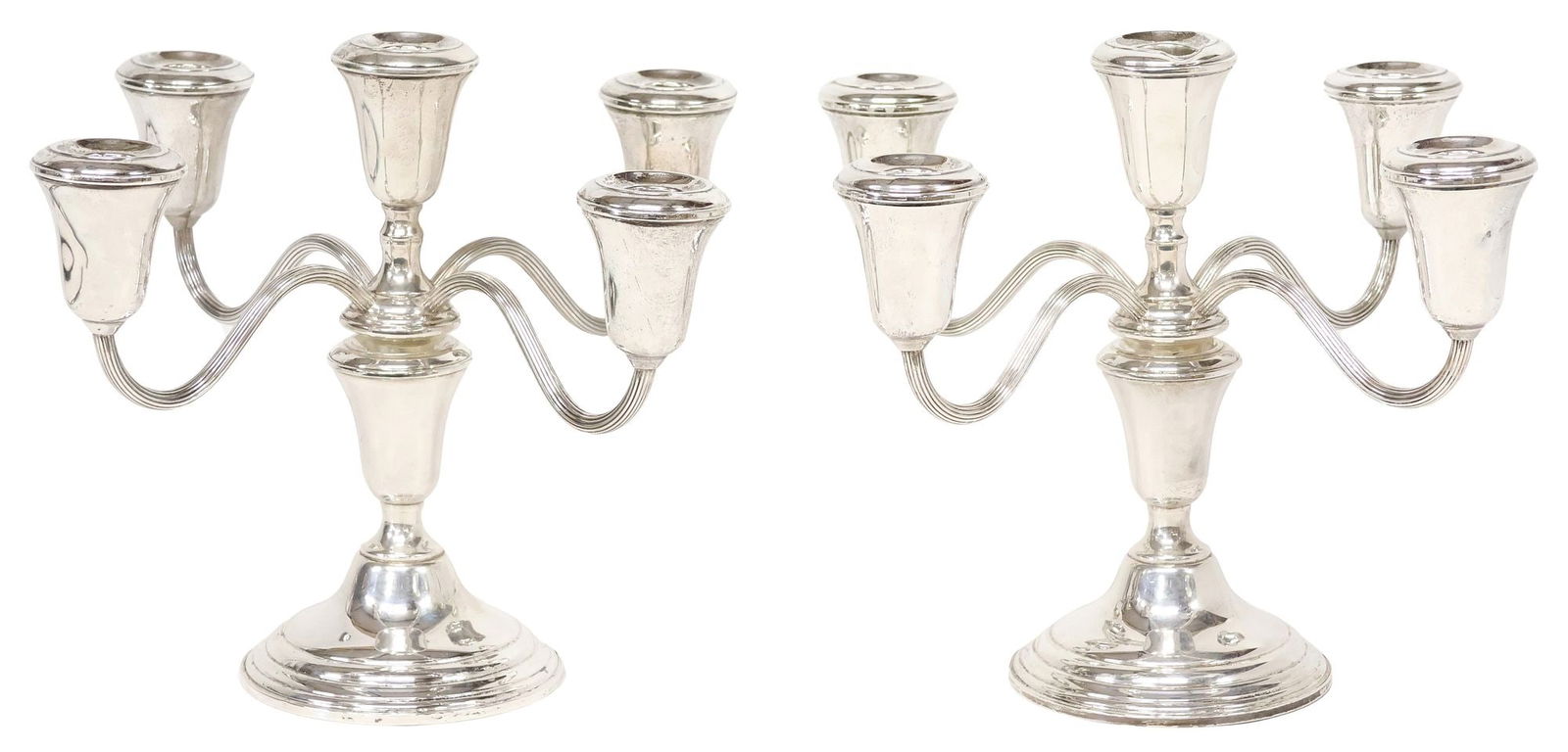 (2) AMERICAN TOWLE WEIGHTED STERLING SILVER 5-LIGHT CANDELABRA (1 of 7)