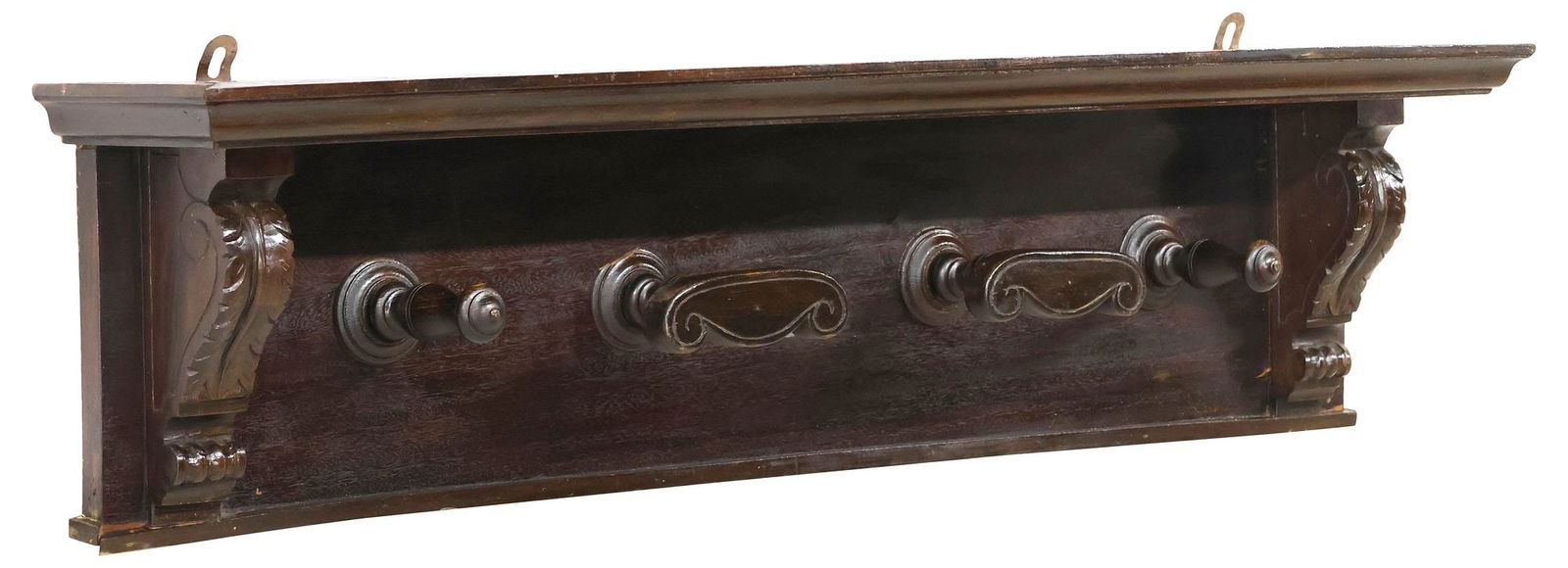 ITALIAN RENAISSANCE REVIVAL WALNUT WALL-MOUNTED COAT / HAT RACK (1 of 3)