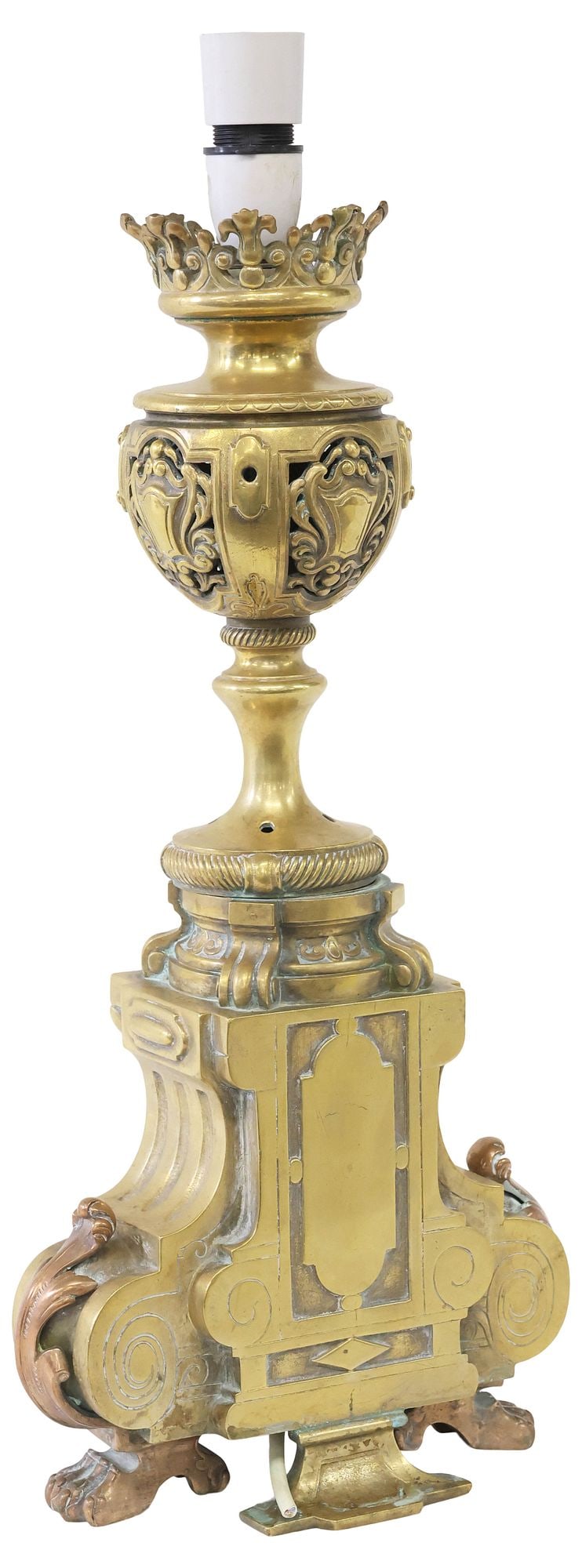 FRENCH ORMOLU CANDLESTICK FASHIONED AS 1-LIGHT TABLE LAMP - 5