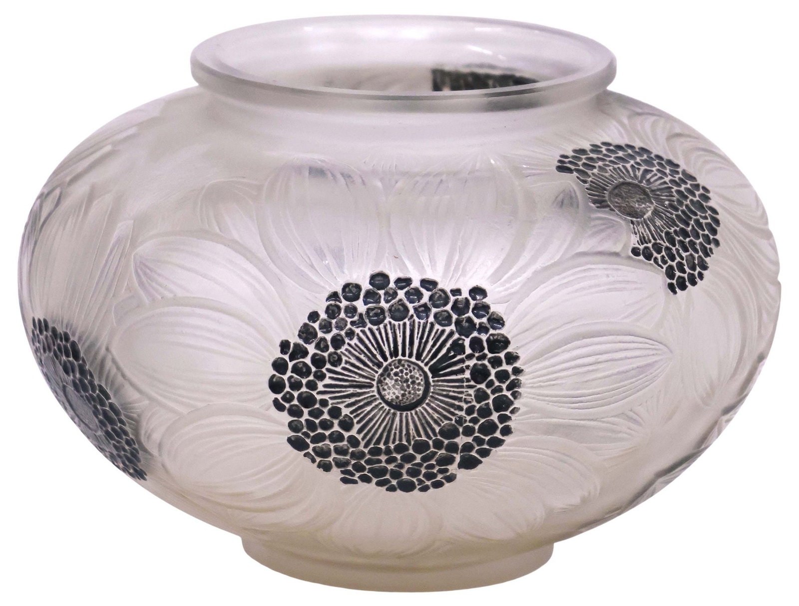 FRENCH LALIQUE 'DAHLIA #938' ENAMELED & FROSTED GLASS VASE, CIRCA 1923 (1 of 5)