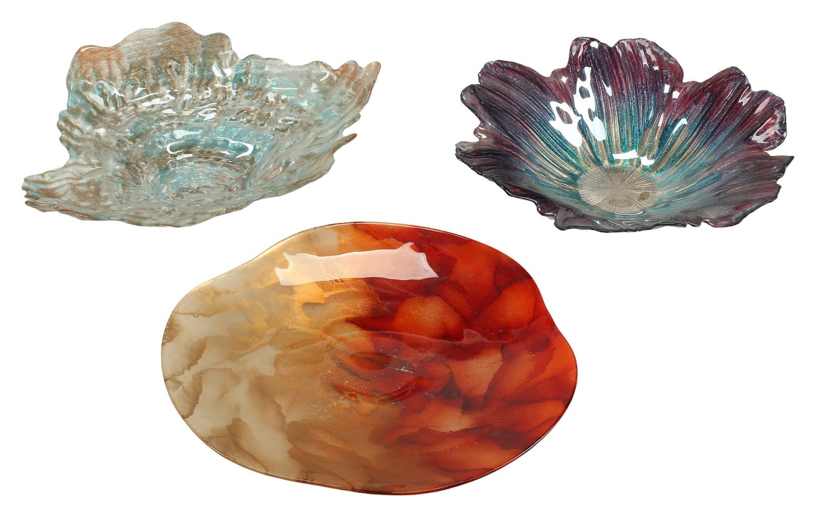(3) LARGE CONTEMPORARY ART GLASS CENTERPIECE BOWLS (1 of 4)
