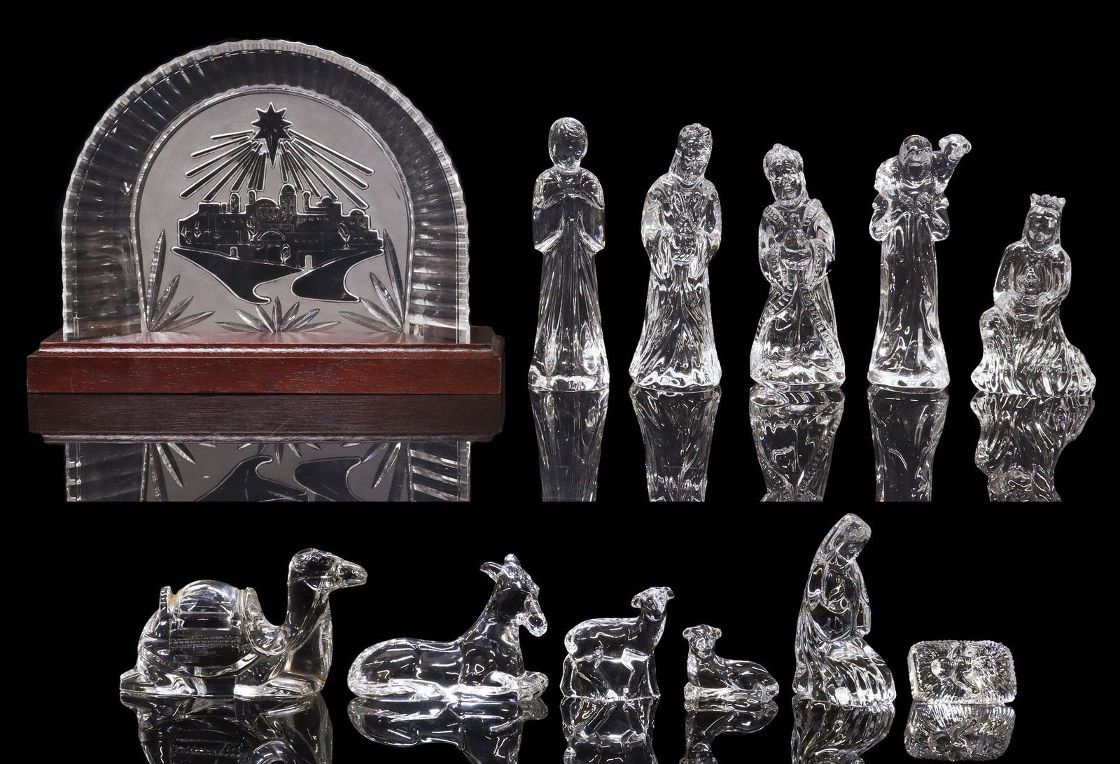 (12) WATERFORD CRYSTAL BETHLEHEM BACKDROP & NATIVITY FIGURES (1 of 8)