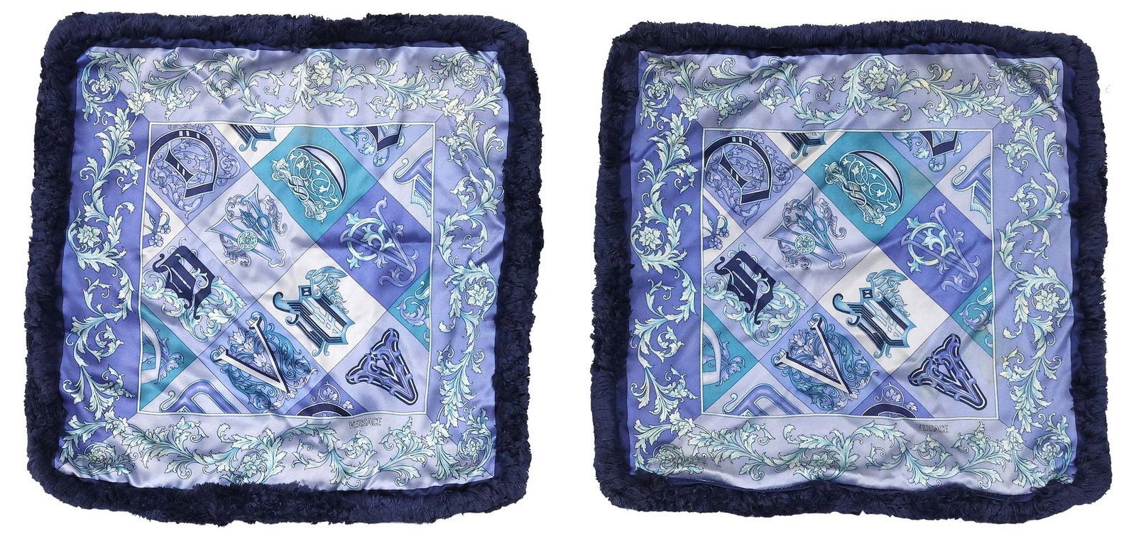 (2) DESIGNER VERSACE SILK & FRINGE THROW PILLOW COVERS (1 of 5)