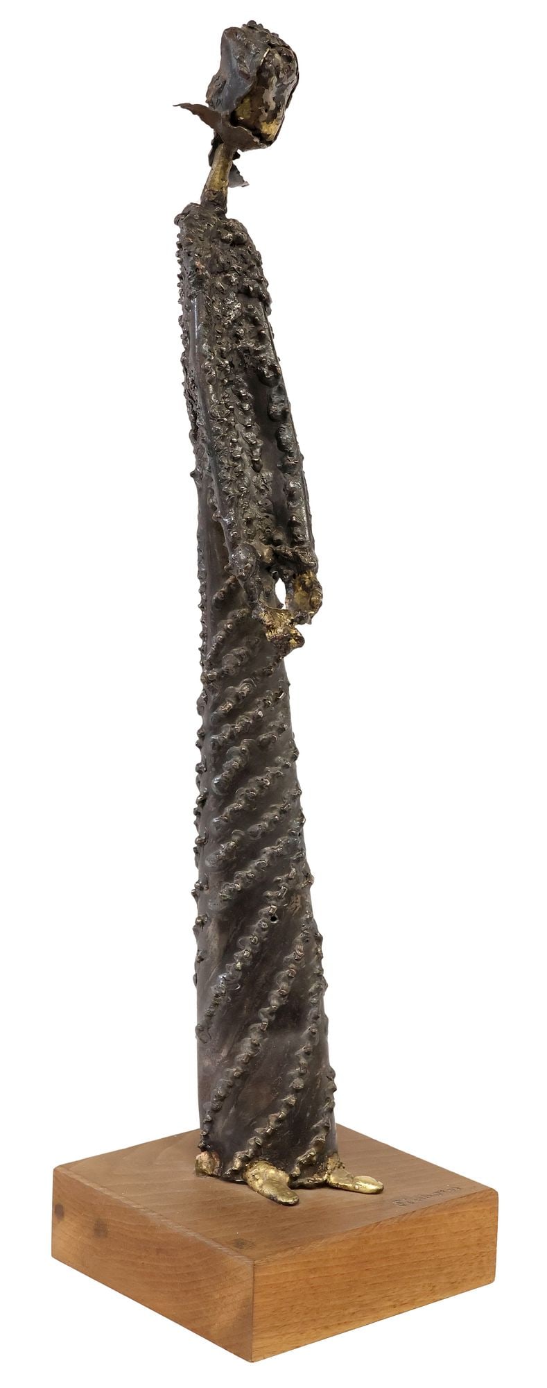 SIGNED EINHORN CONTEMPORARY MIXED METAL SCULPTURE, ELONGATED FIGURE (1 of 5)