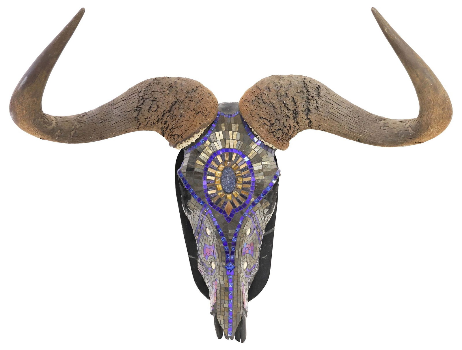 CONNIE EDMONSON (ATTRIB.) SOUTHWEST MOSAIC-INLAID WILDEBEEST TAXIDERMY SKULL (1 of 5)