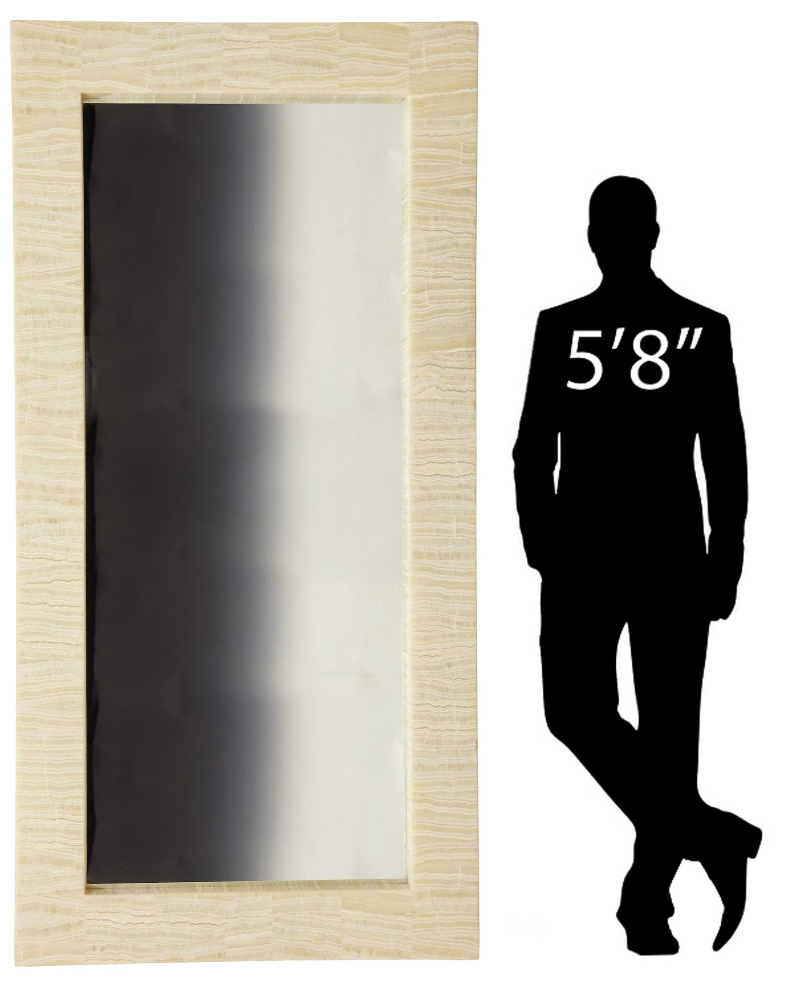 LARGE BRENDA HOUSTON WHITE ONYX FULL-LENGTH FLOOR MIRROR, 79.5"H (1 of 4)