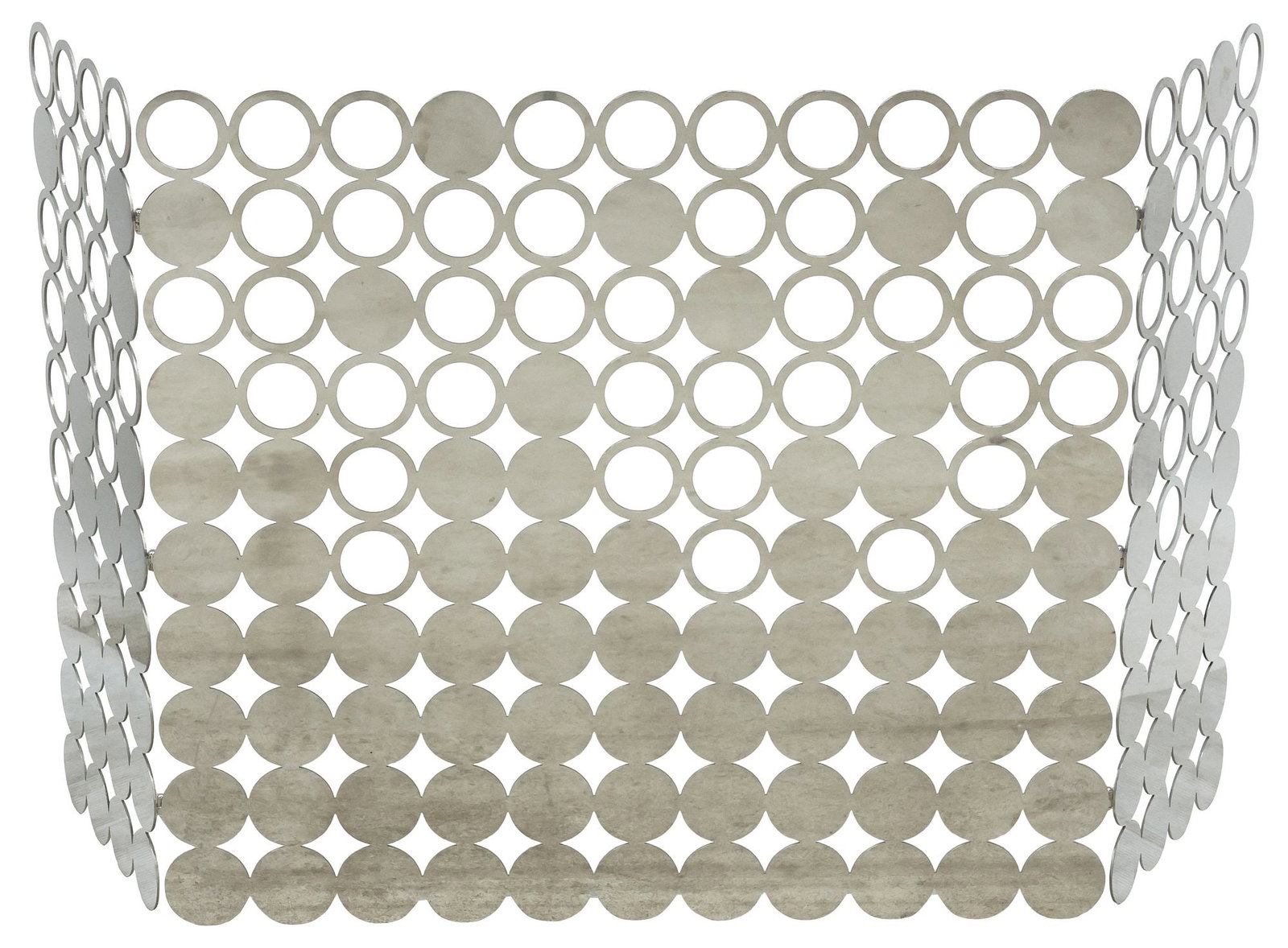 CONTEMPORARY CHROMED METAL 3-PANEL FIRE SCREEN (1 of 3)