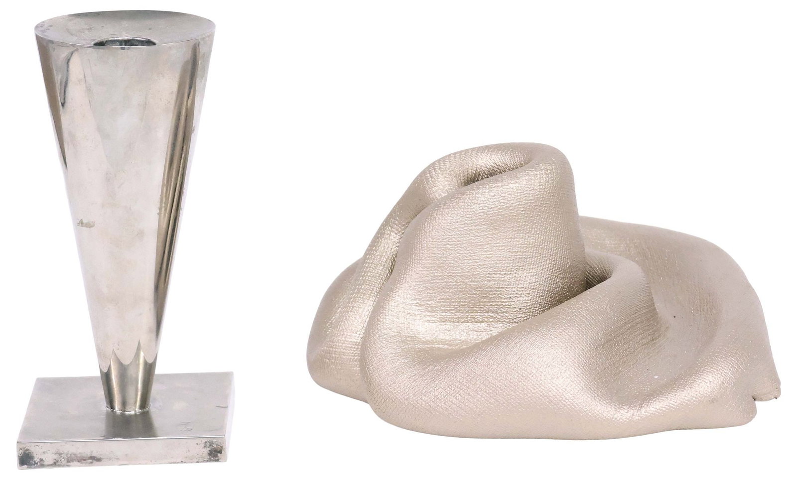 (2) NAN SWID SILVERPLATE CANDLESTICK & TED VANCLEAVE 'SINUOSITY' SCULPTURE (1 of 6)