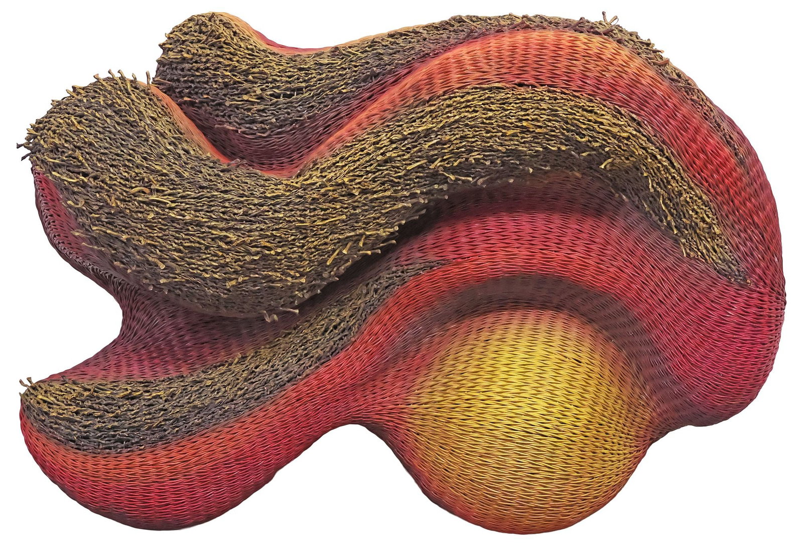 SALLY BRIGHT (20TH C.) LARGE ABSTRACT PAINTED WICKER RELIEF SCULPTURE (1 of 5)