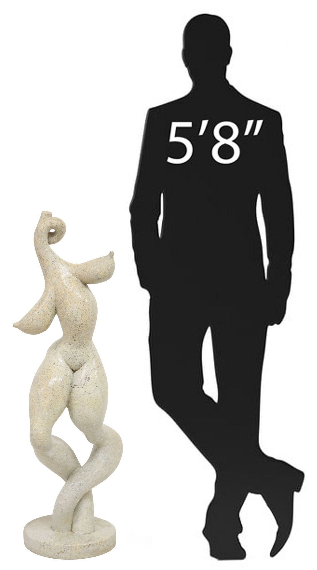 LARGE MODERNIST CARVED GRANITE SCULPTURE, ABSTRACT NUDE, 44"H: Modernist carved granite figural sculpture, Abstract Female Nude, apparently unsigned, on integral round base, approx 42"h, 13"w, 13"d, 101.5lbs **Provenance: Dallas, Texas: When the ma