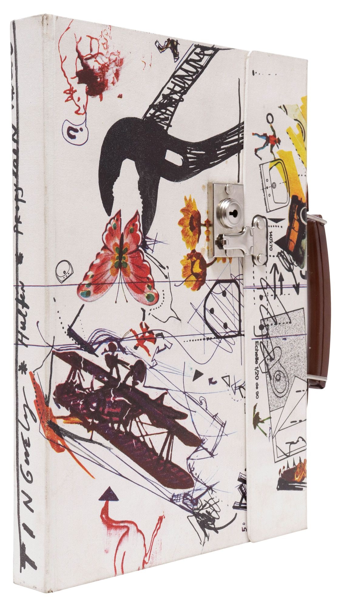 JEAN TINGUELY (D.1991) 'META' ART BOOK IN SUITCASE BINDING, WITH META-MATIC DRAWING NO.8 (1 of 9)