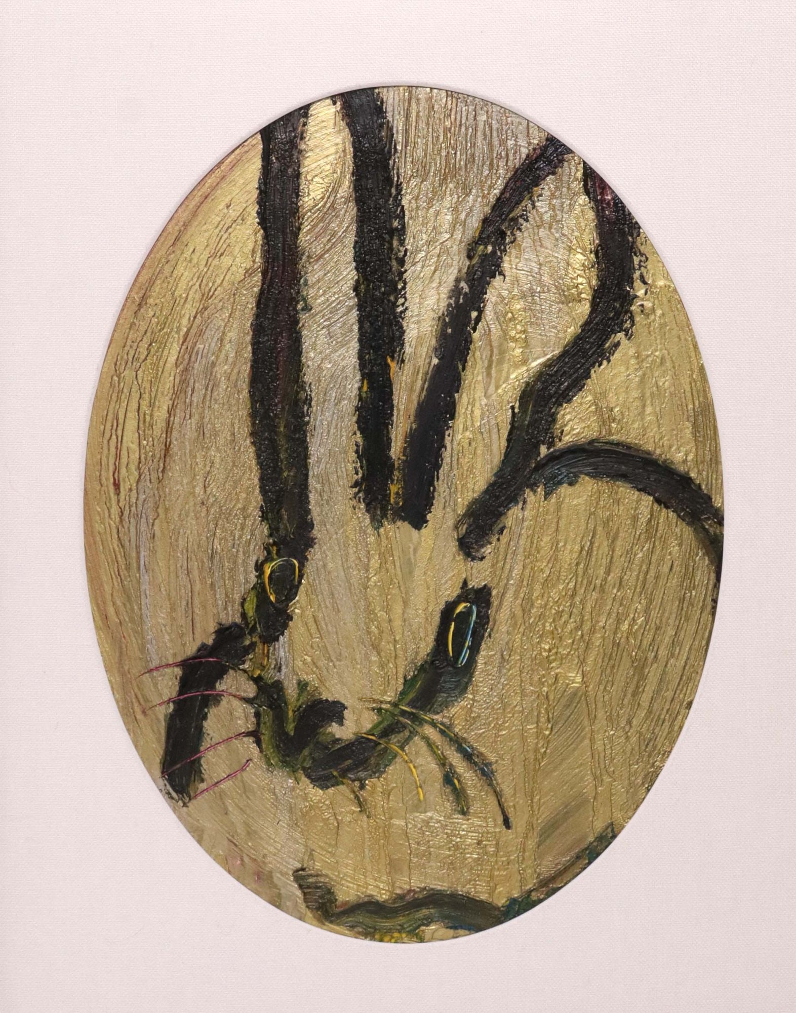 HUNT SLONEM (B.1951) OIL PAINTING ON PANEL, GOLD RABBIT, 2016 (1 of 7)