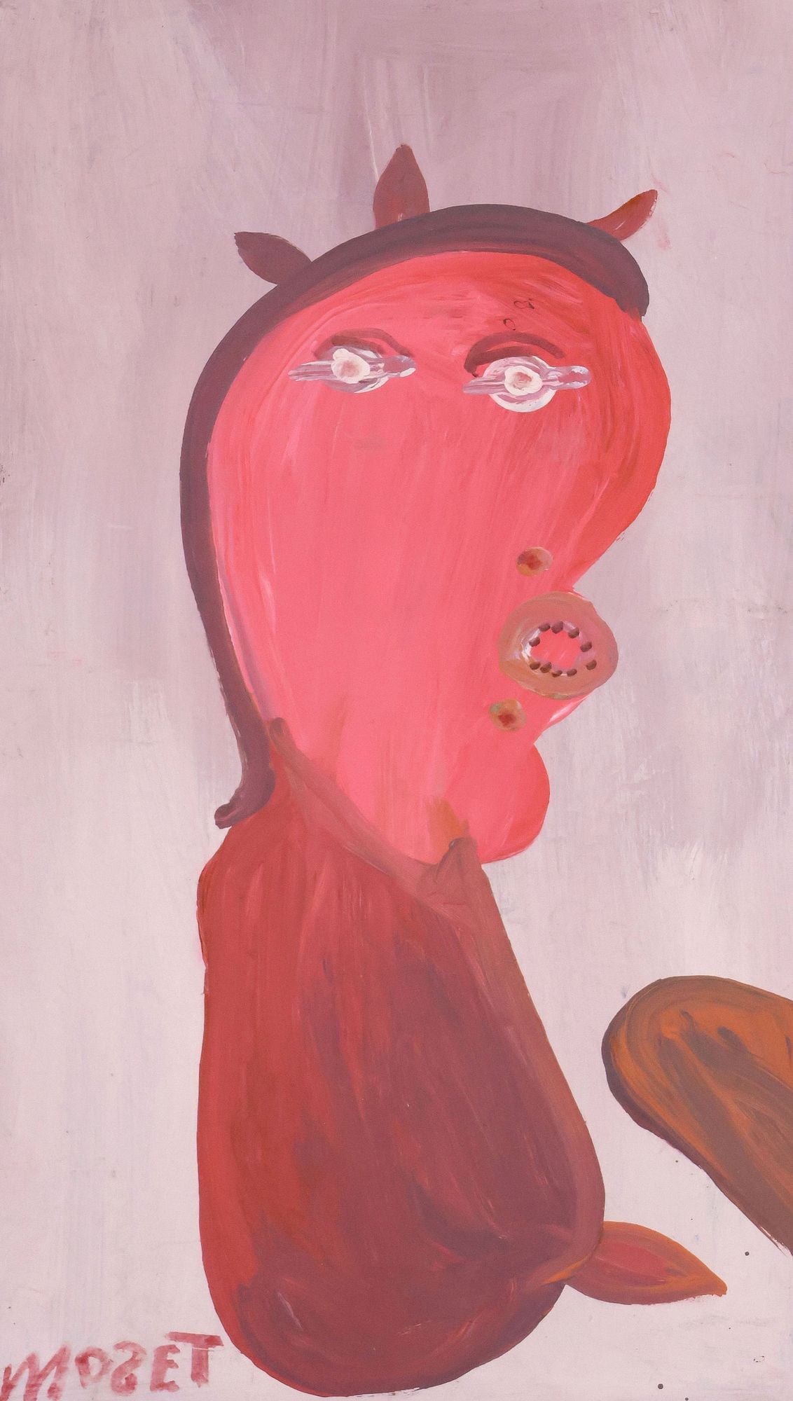 MOSE TOLLIVER (ALABAMA, 1920-2006) PAINTING, PINK SELF PORTRAIT (1 of 5)