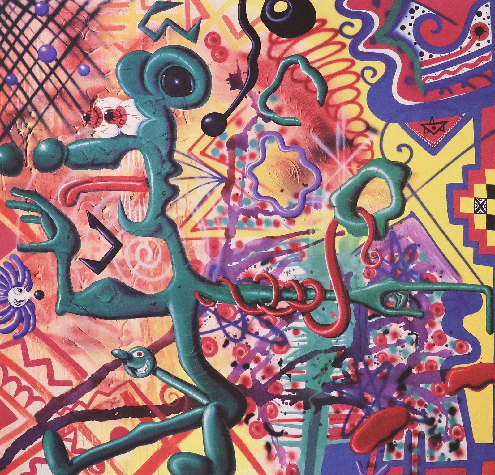 KENNY SCHARF (B.1958) POP ART GICLEE PRINT, 'RATFINKBONERTHUNK': Unframed giclee print in colors on Arches wove paper, "Ratfinkbonerthunk," pencil signed lower right K. Scharf (Kenny Scharf, California, b.1958), Arches blindstamp lower left, sheet: approx 21